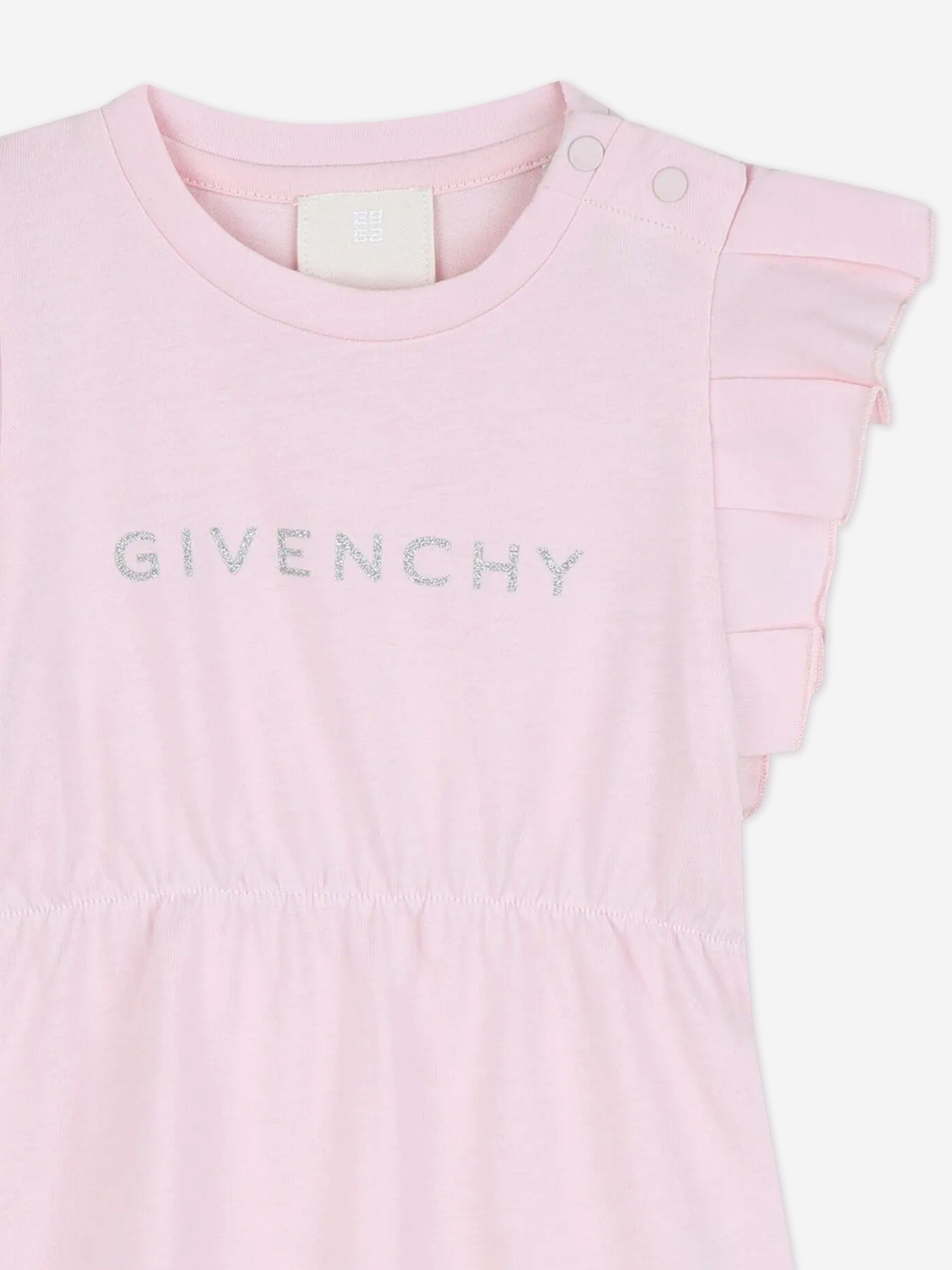 Baby Girls Glitter Logo Jersey Dress in Pink Discount Tumblr