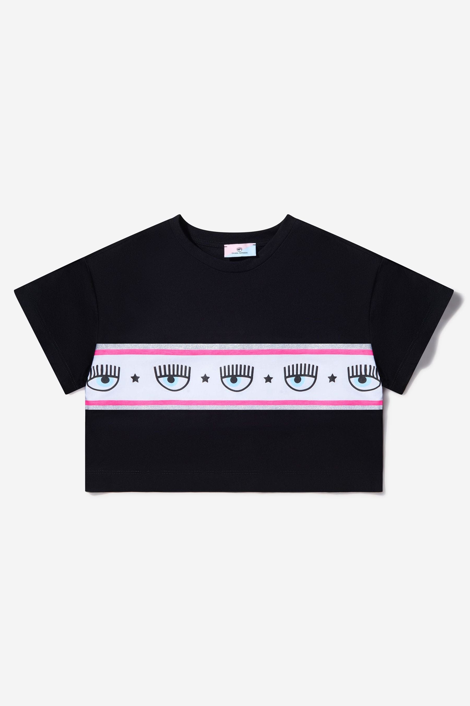 Chiara Ferragni Girls Cotton Jersey Cropped Logo T-Shirt Clearance Fake