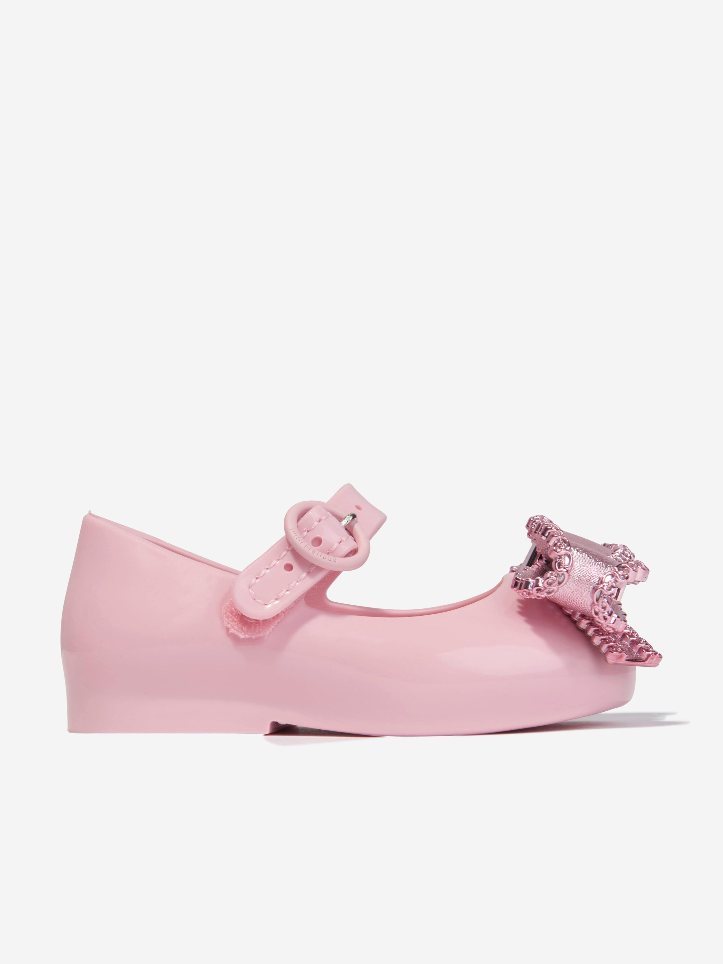 Mini Melissa Girls Mini Sweet Love Bow Jelly Ballerinas in Pink Clearance Online