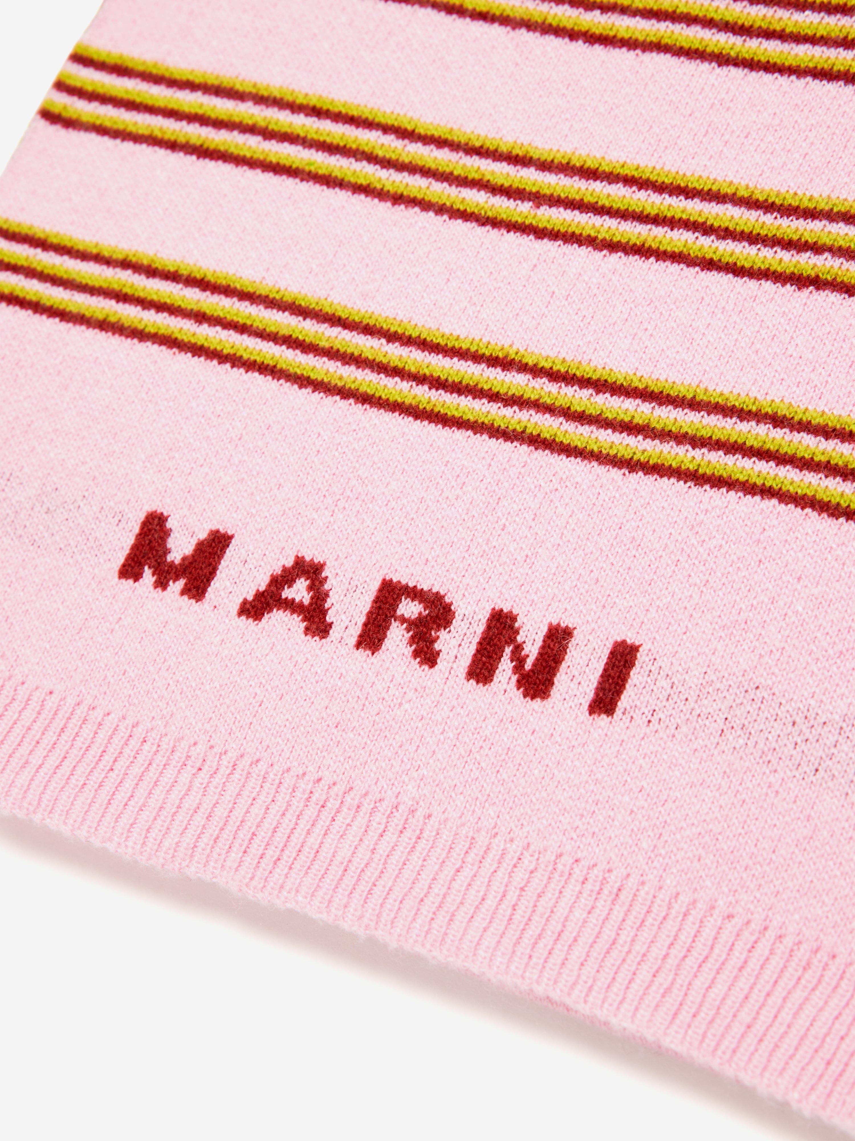 MARNI Kids Striped Logo Scarf in Pink Discount Shop Offer