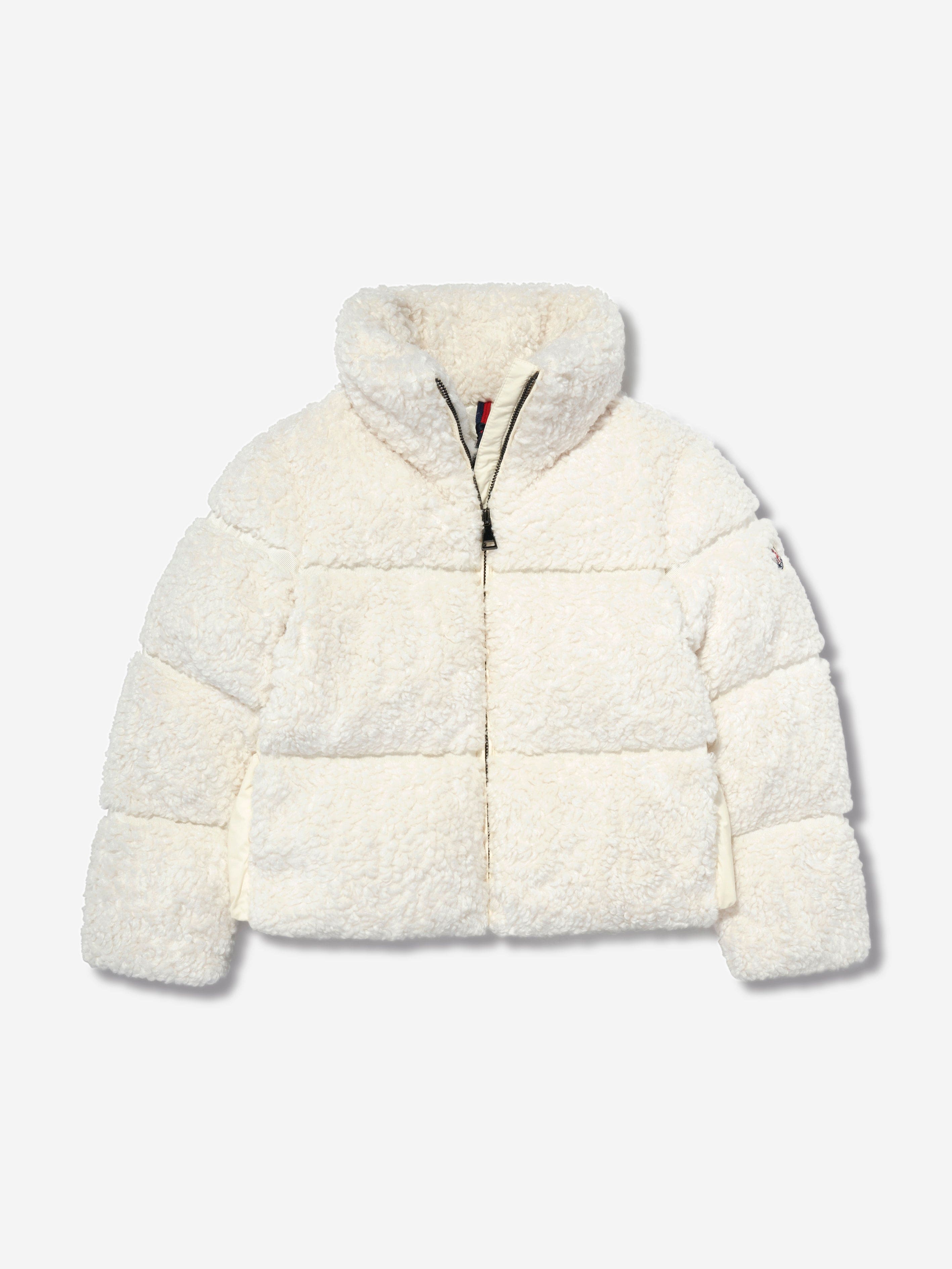 Moncler Enfant Girls Down Padded Segura Jacket in White Free Shipping With Paypal