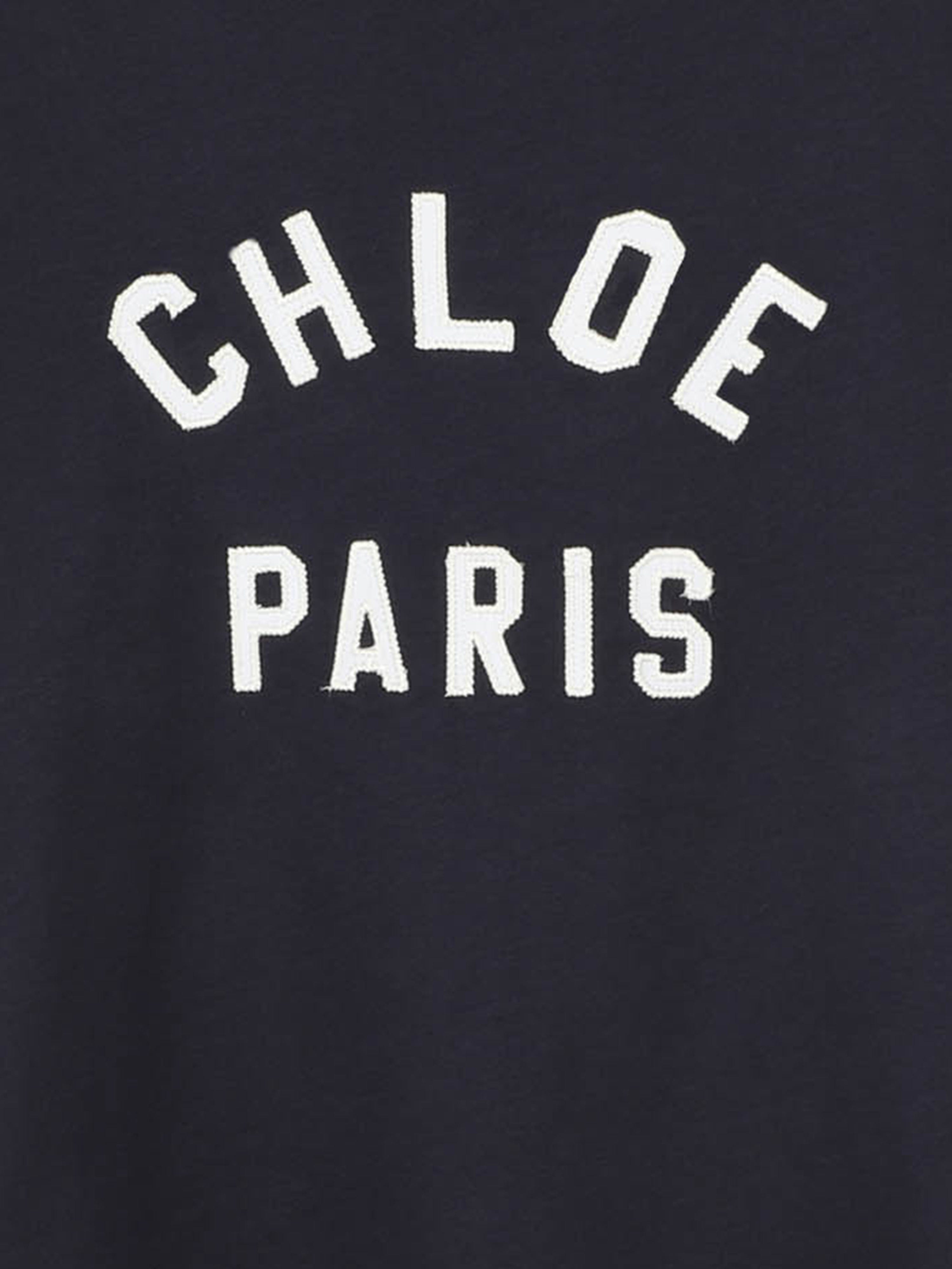 Chlo¨¦ Girls Embroidered Paris Logo T-Shirt in Navy Discount Exclusive