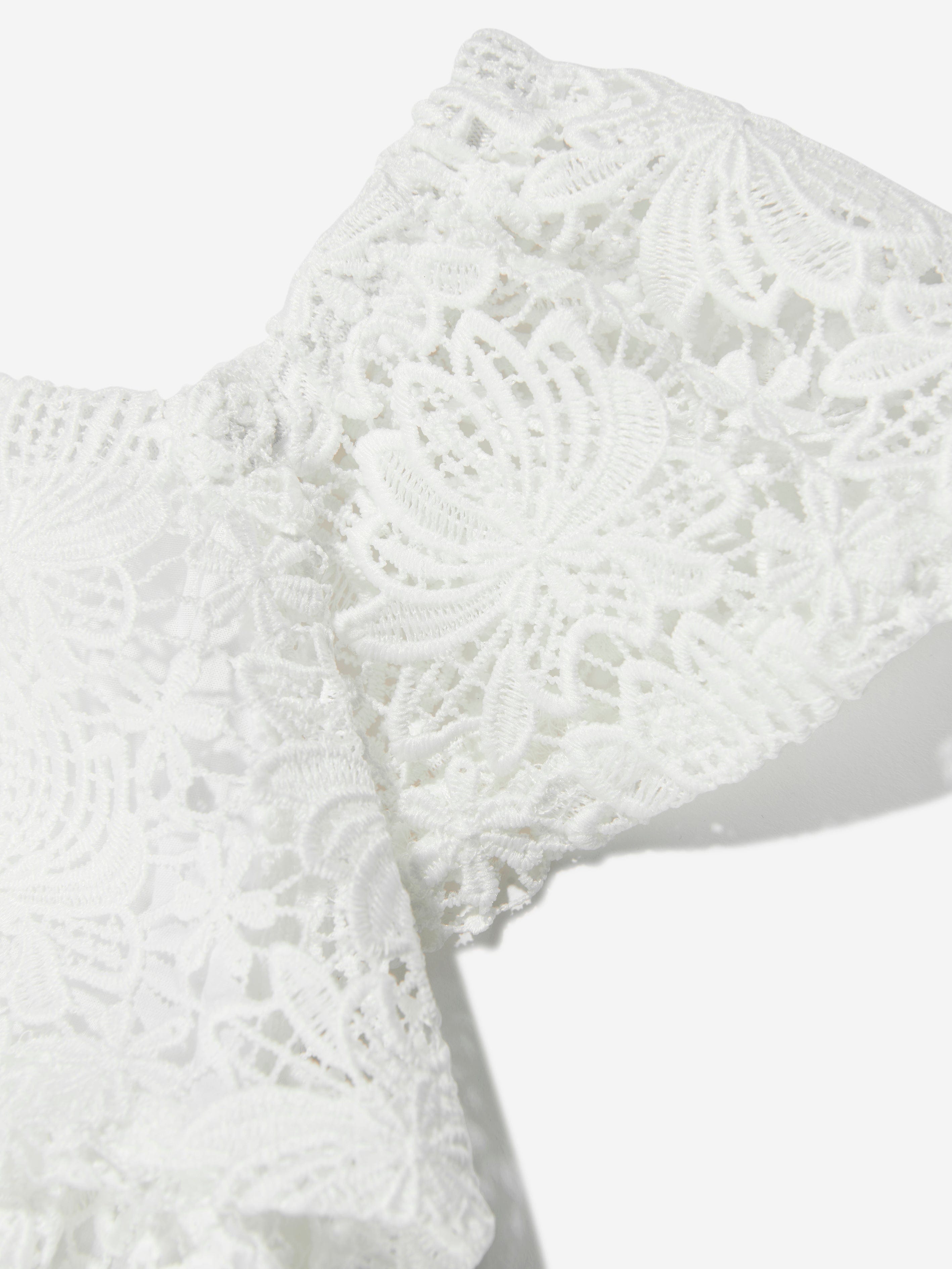 Guess Girls Lace Ruffle Top in White Cheap Pice Wholesale Pice