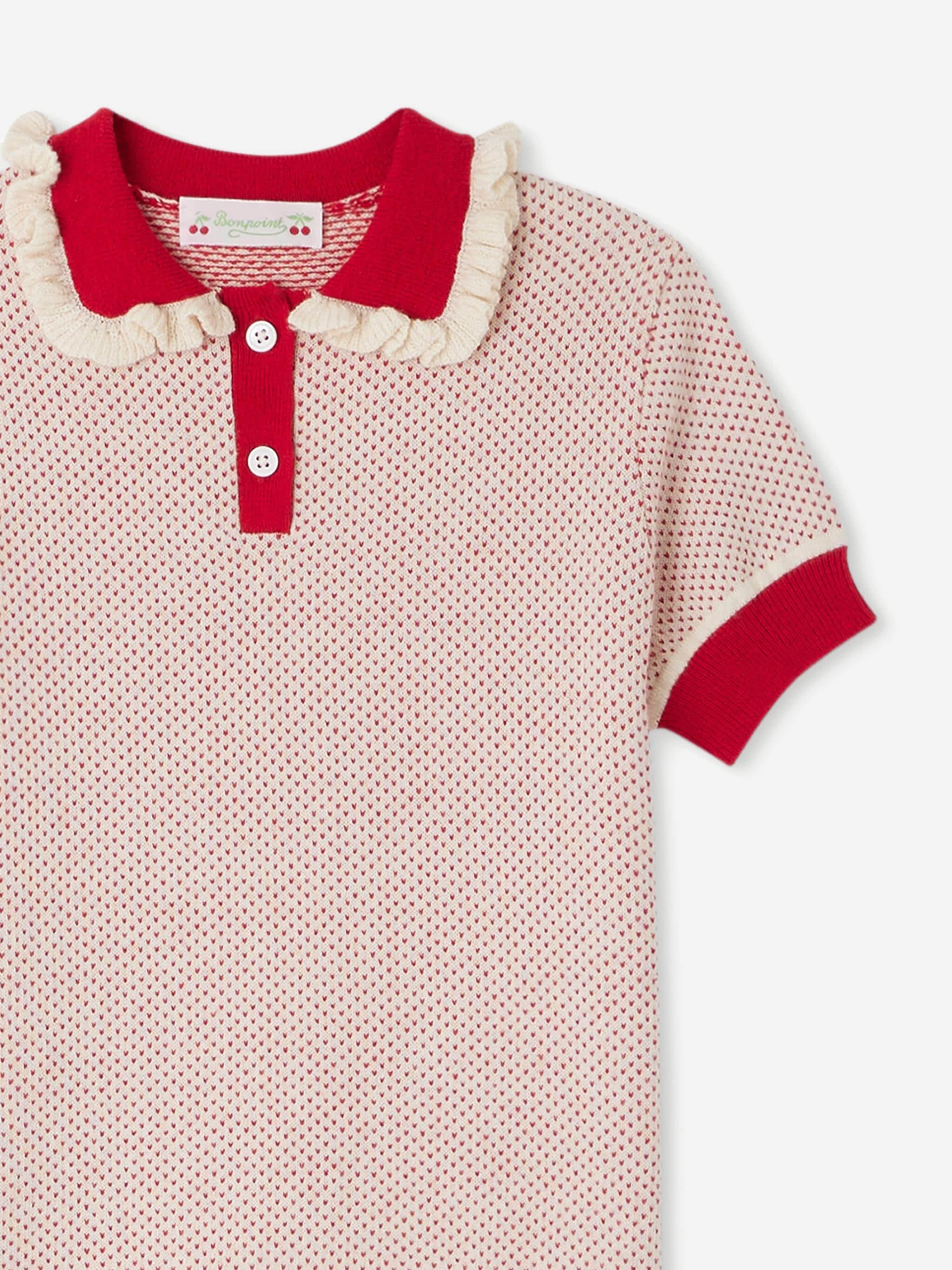 Bonpoint Girls Knitted Frynja Polo Shirt in Red Online Online Clearance