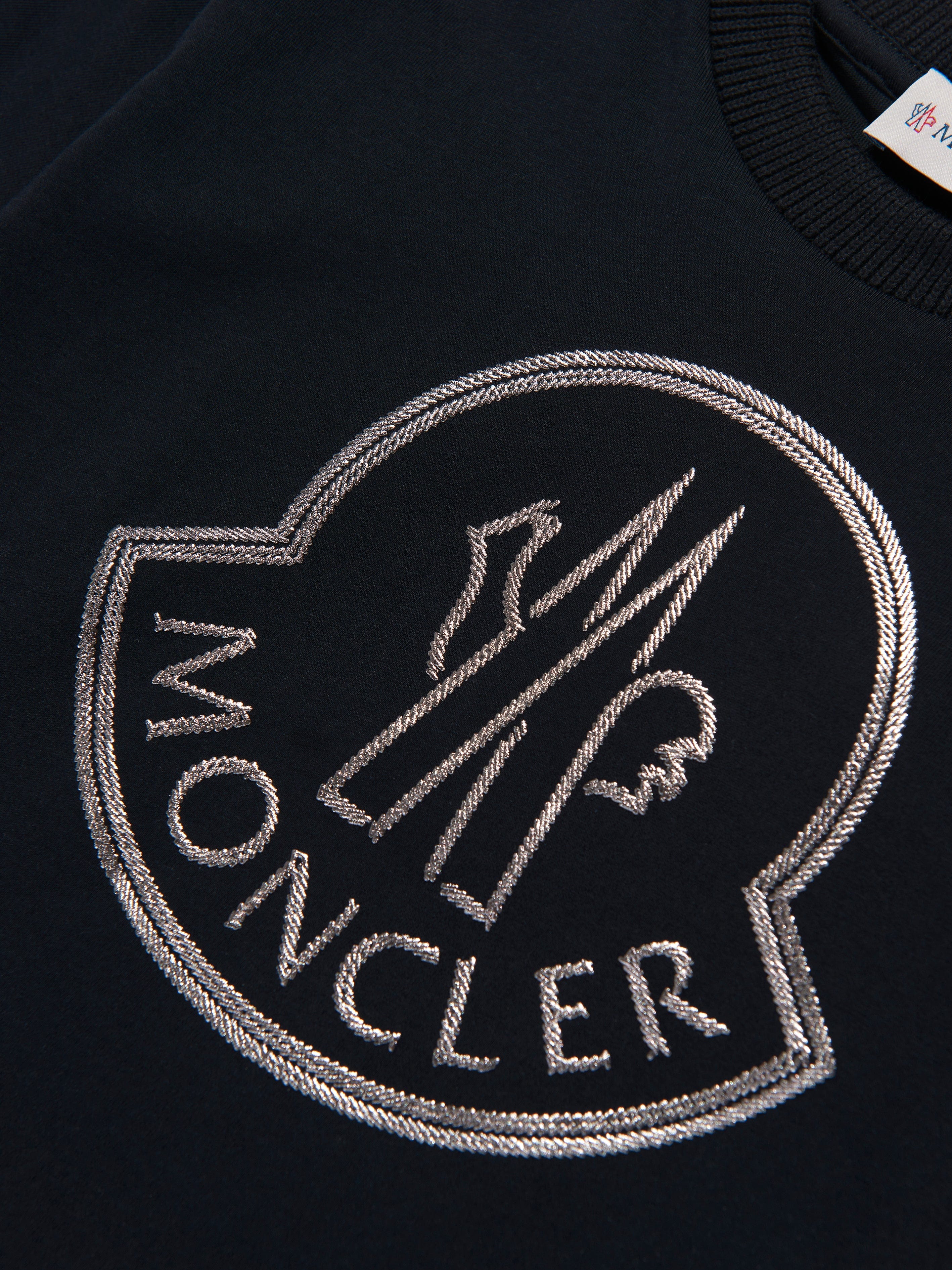 Moncler Enfant Girls Logo Print T-Shirt in Black Cheap Sale New Arrival