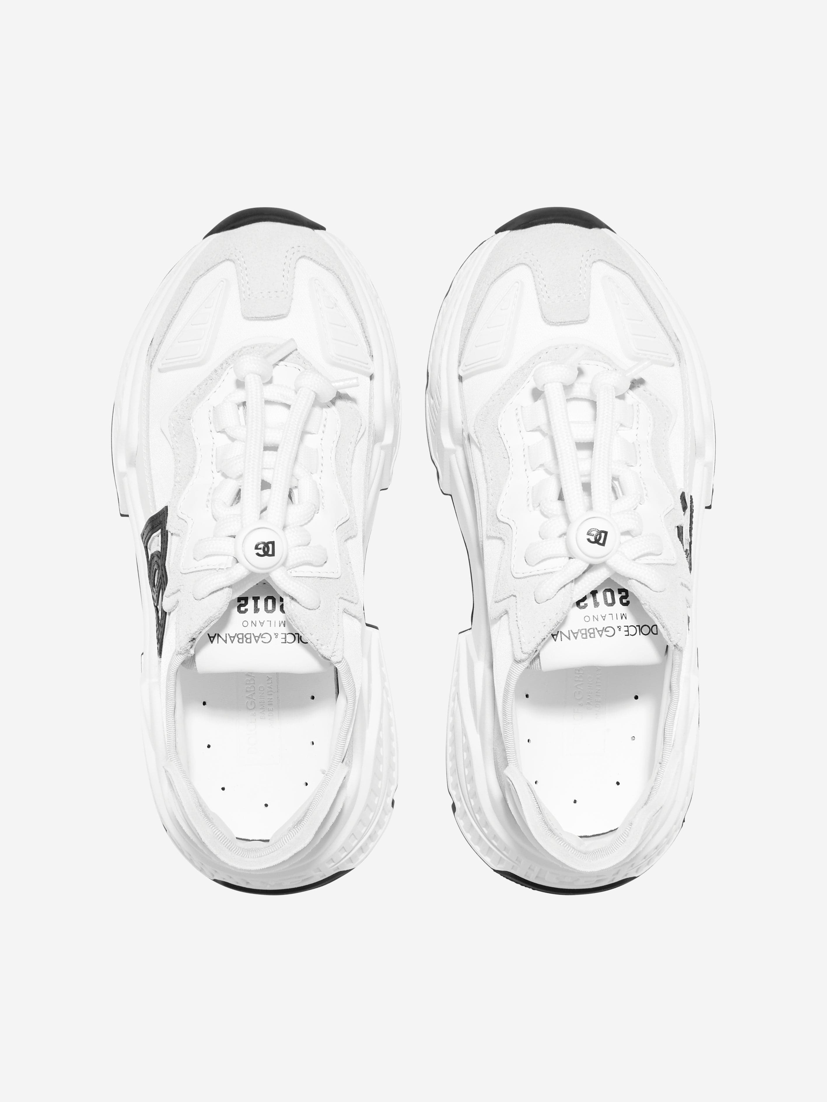 Dolce & Gabbana Kids Mixed Materials Daymaster Trainers in White Outlet Brand New Unisex