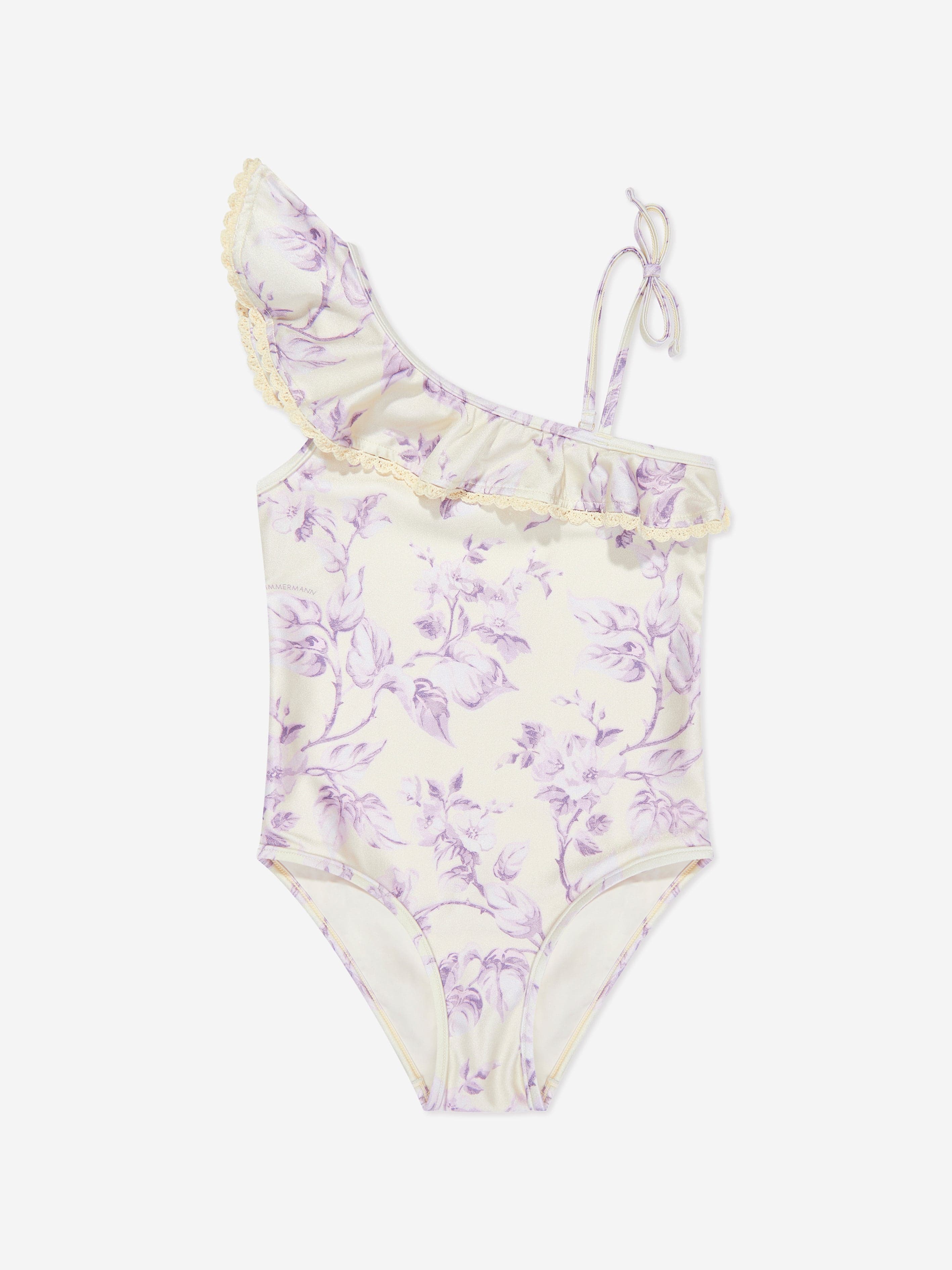 Zimmermann Girls Floral Halliday Trim Frill Swimsuit in Yellow Sast For Sale