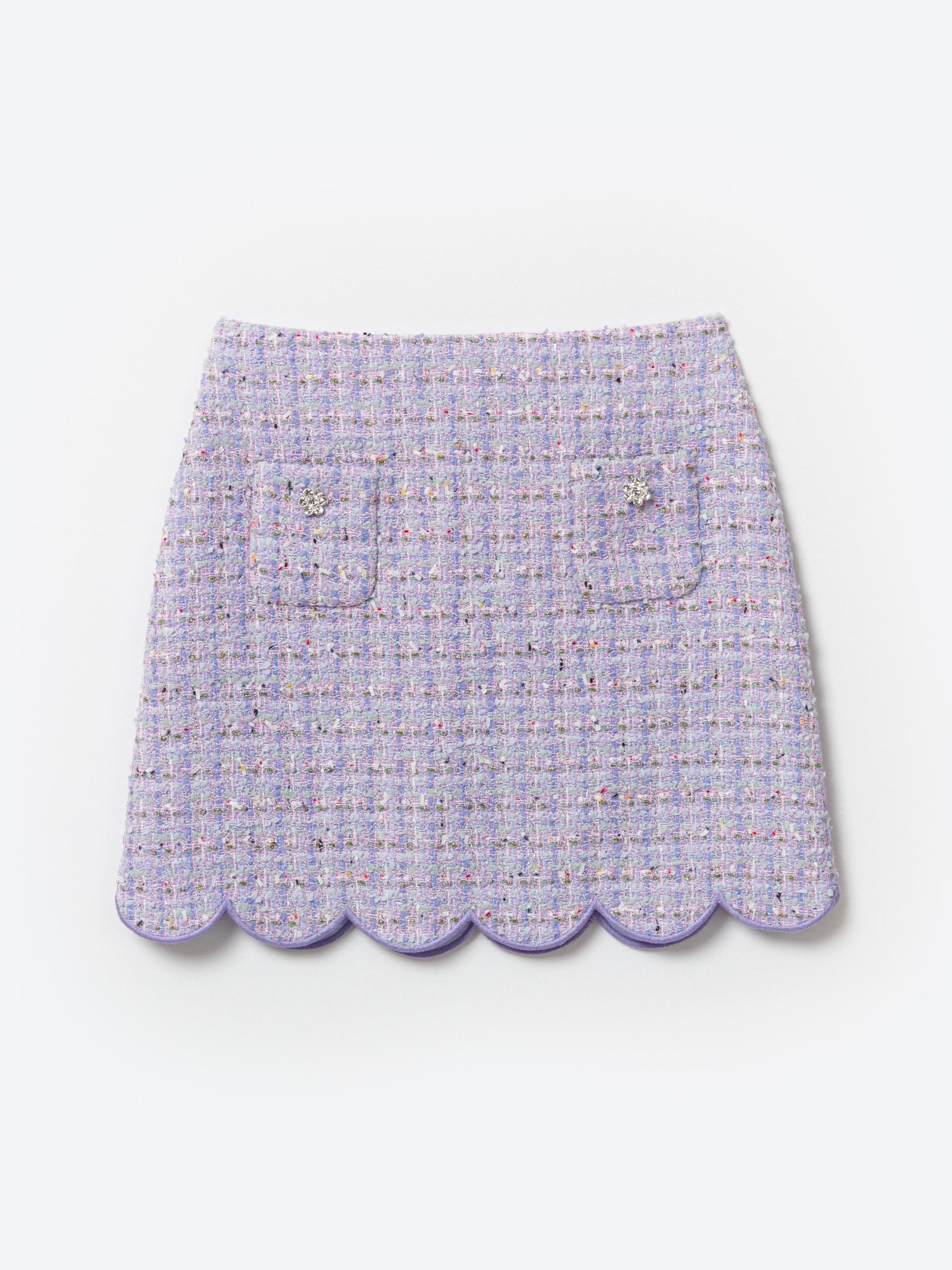 Self Portrait Girls Boucle Mini Skirt in Purple Clearance Store Cheap Online