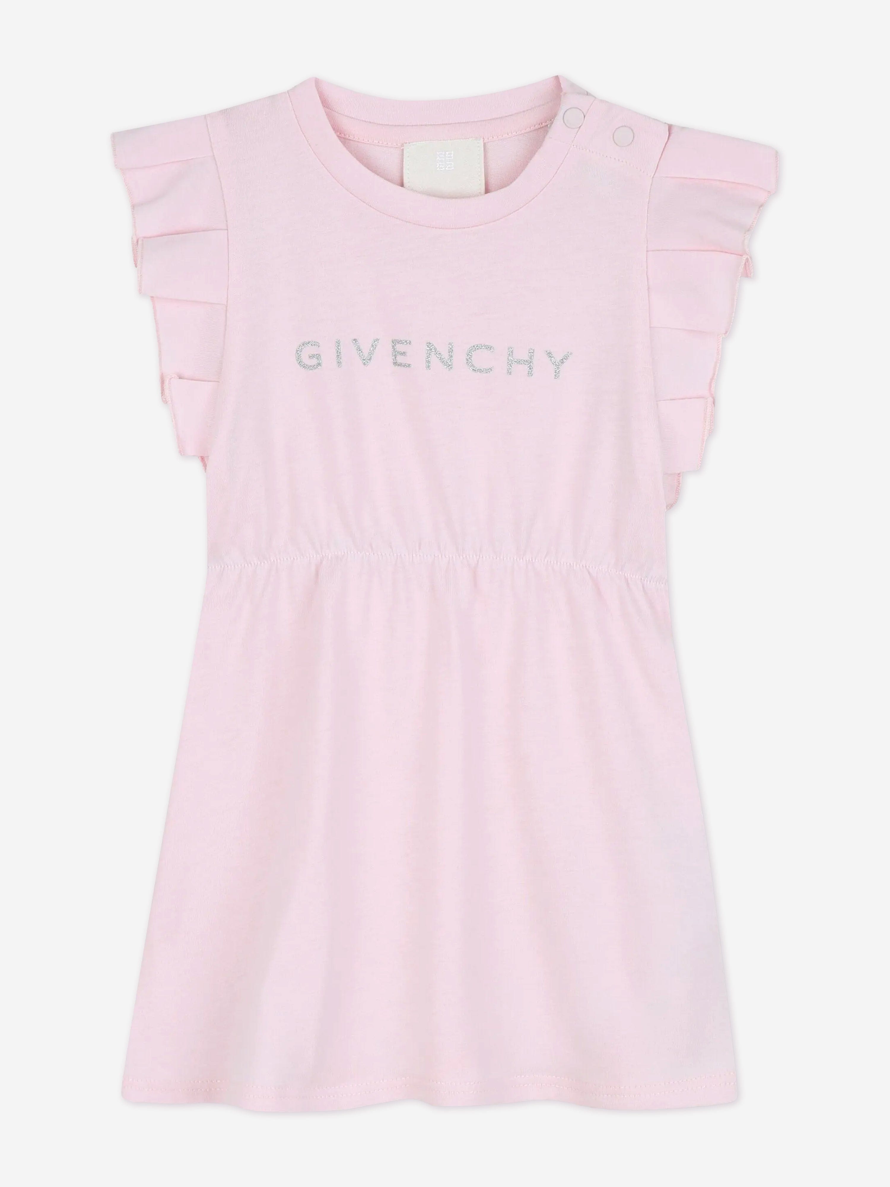 Baby Girls Glitter Logo Jersey Dress in Pink Discount Tumblr