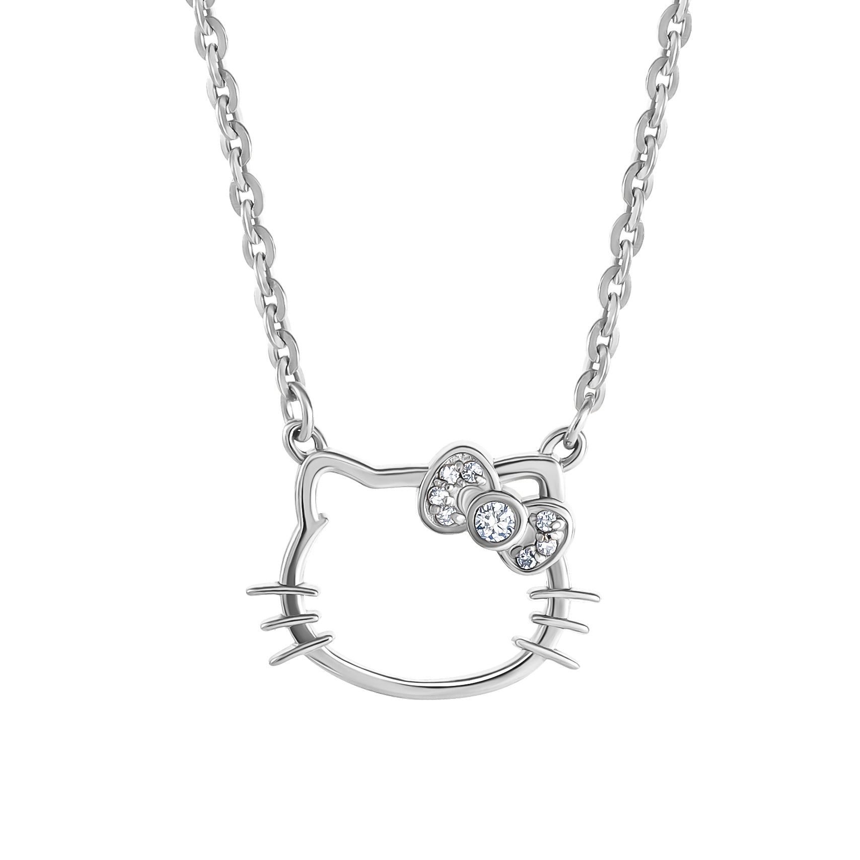 Hello Kitty Sterling Silver Silhouette Diamond Necklace For Sale Sale Online