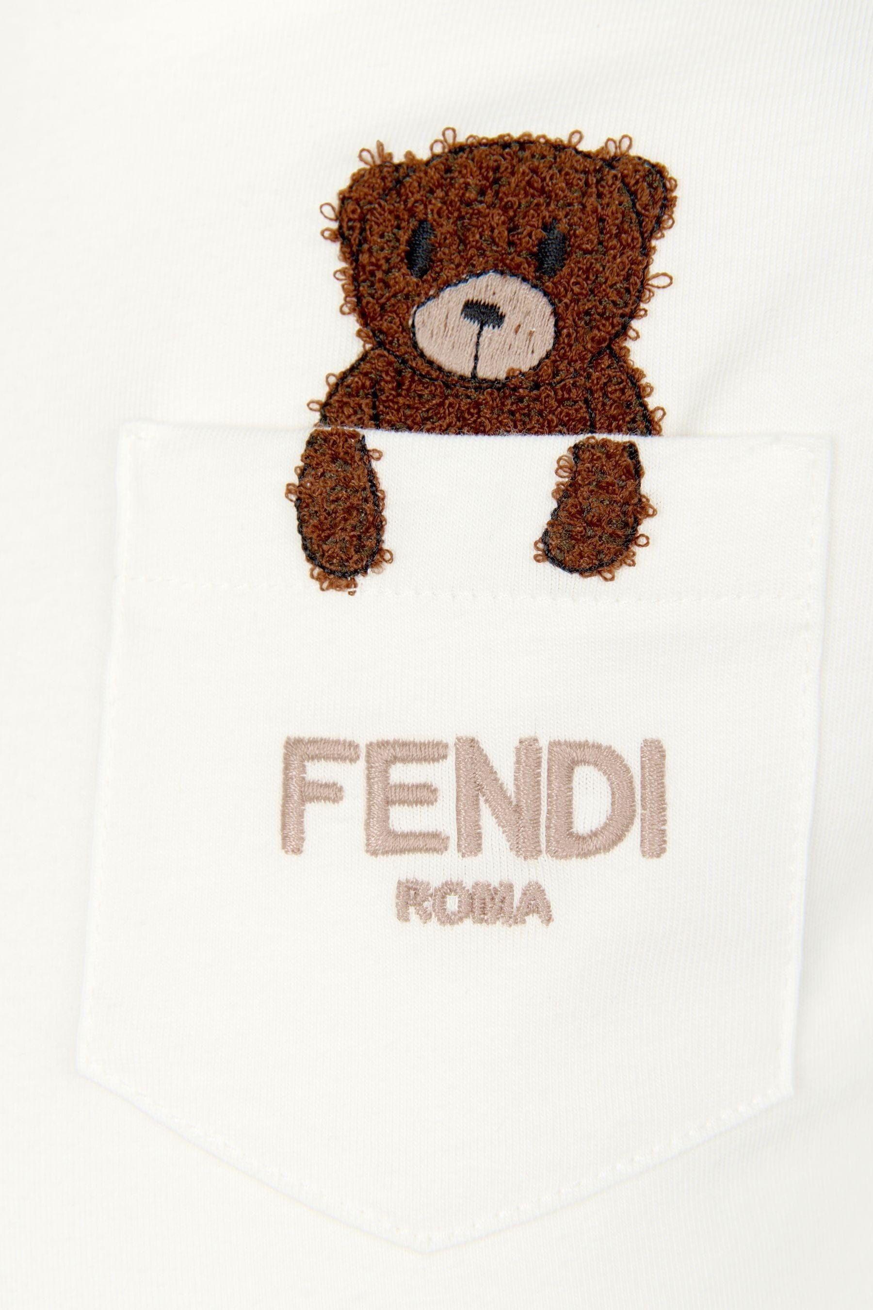 Fendi Baby Bear Pocket T-Shirt in White Free Shipping Original