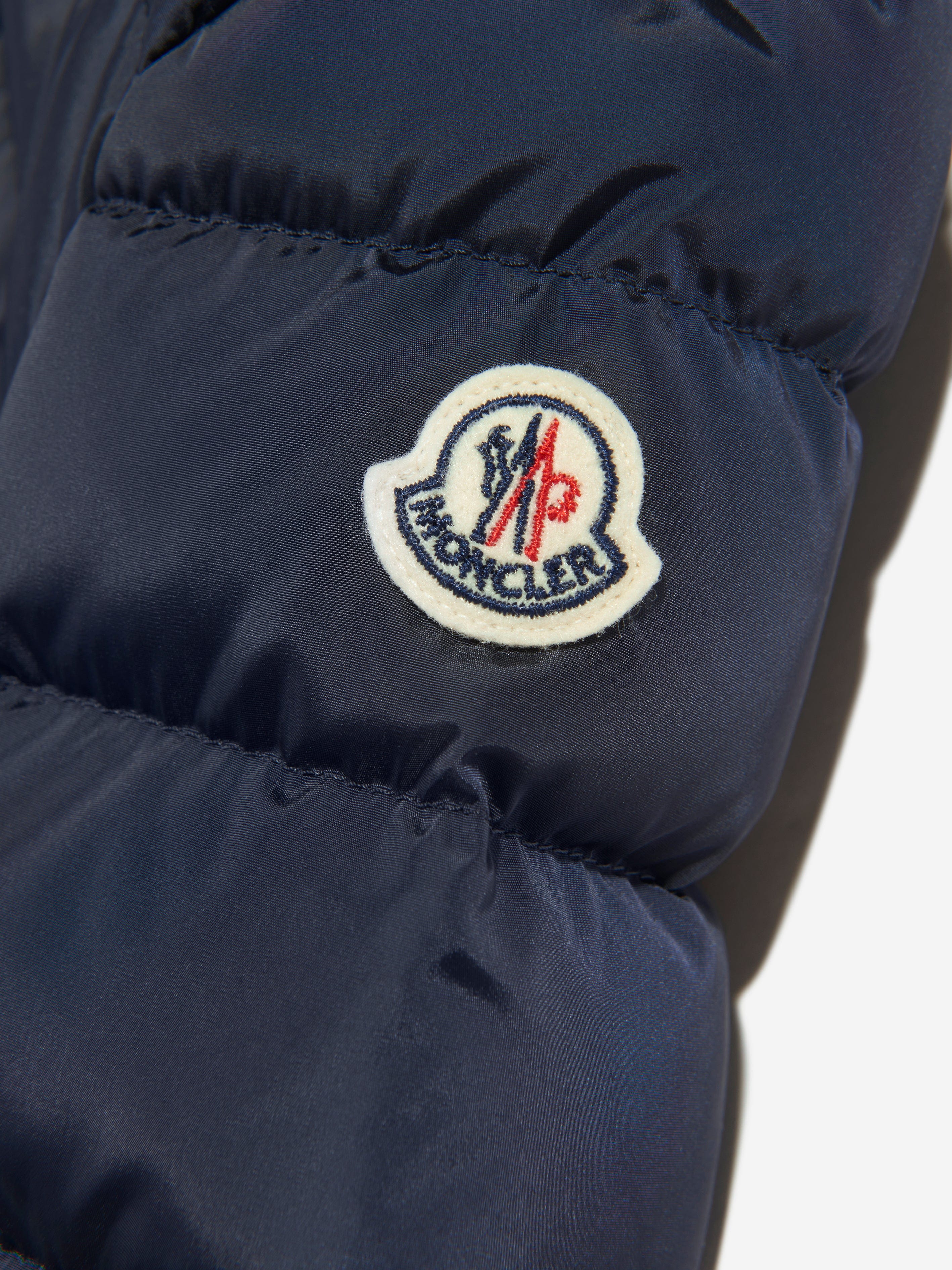 Moncler Enfant Girls Down Padded Charpel Long Coat in Navy Online Online Cheap Online