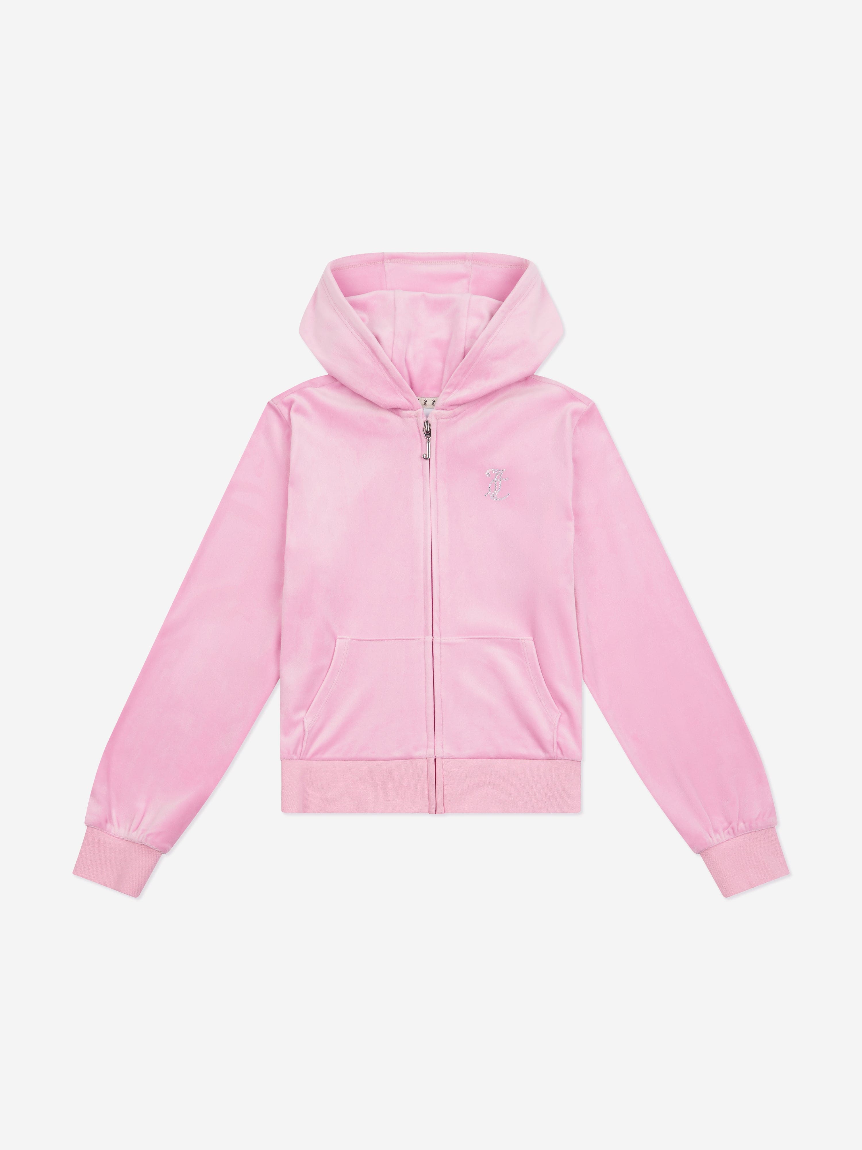 Juicy Couture Girls Diamante Logo Zip Up Top in Pink Outlet Cheap Online