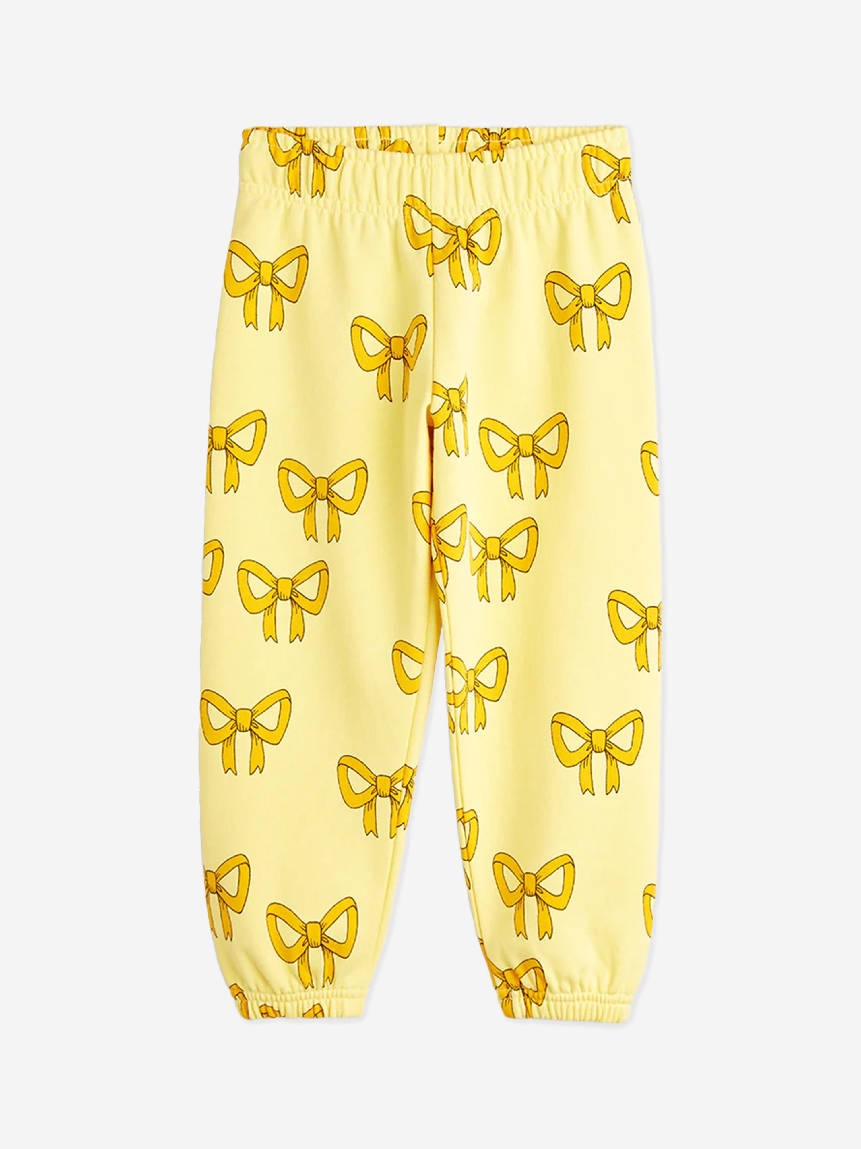 Mini Rodini Girls Bow Joggers in Yellow Outlet Amazing Pice