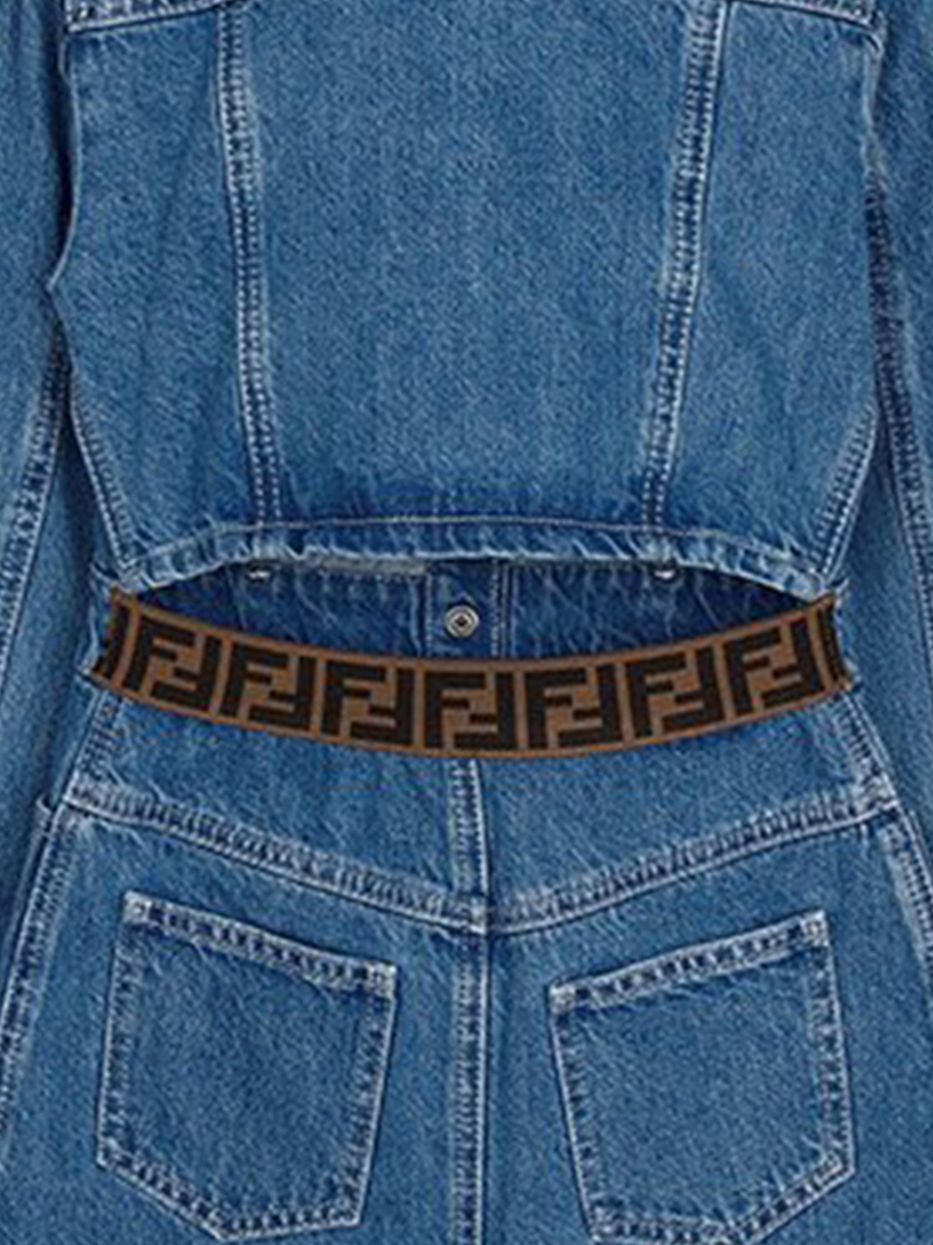 Fendi Girls Denim FF Logo Shirt Dress in Blue Marketable