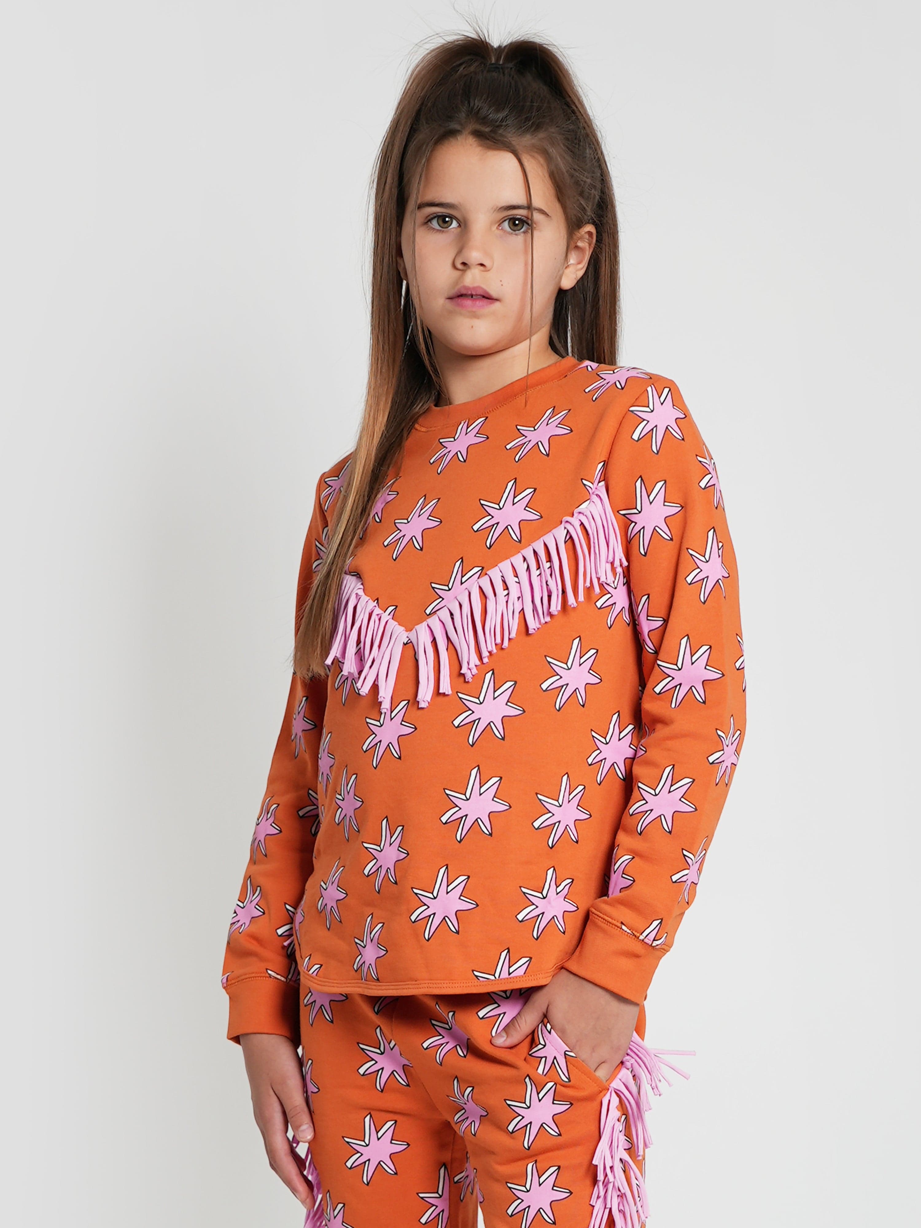Stella McCartney Girls Fringed Sweatshirt in Orange Cheap Sale Marketable
