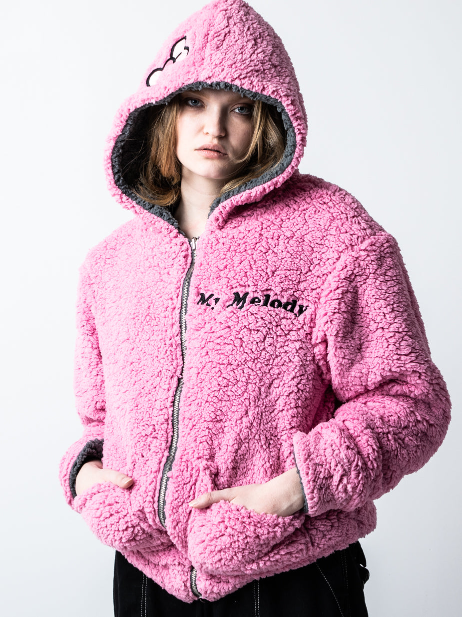 Kuromi & My Melody x Dumbgood Reversible Sherpa Zip Hoodie Comfortable Cheap Online