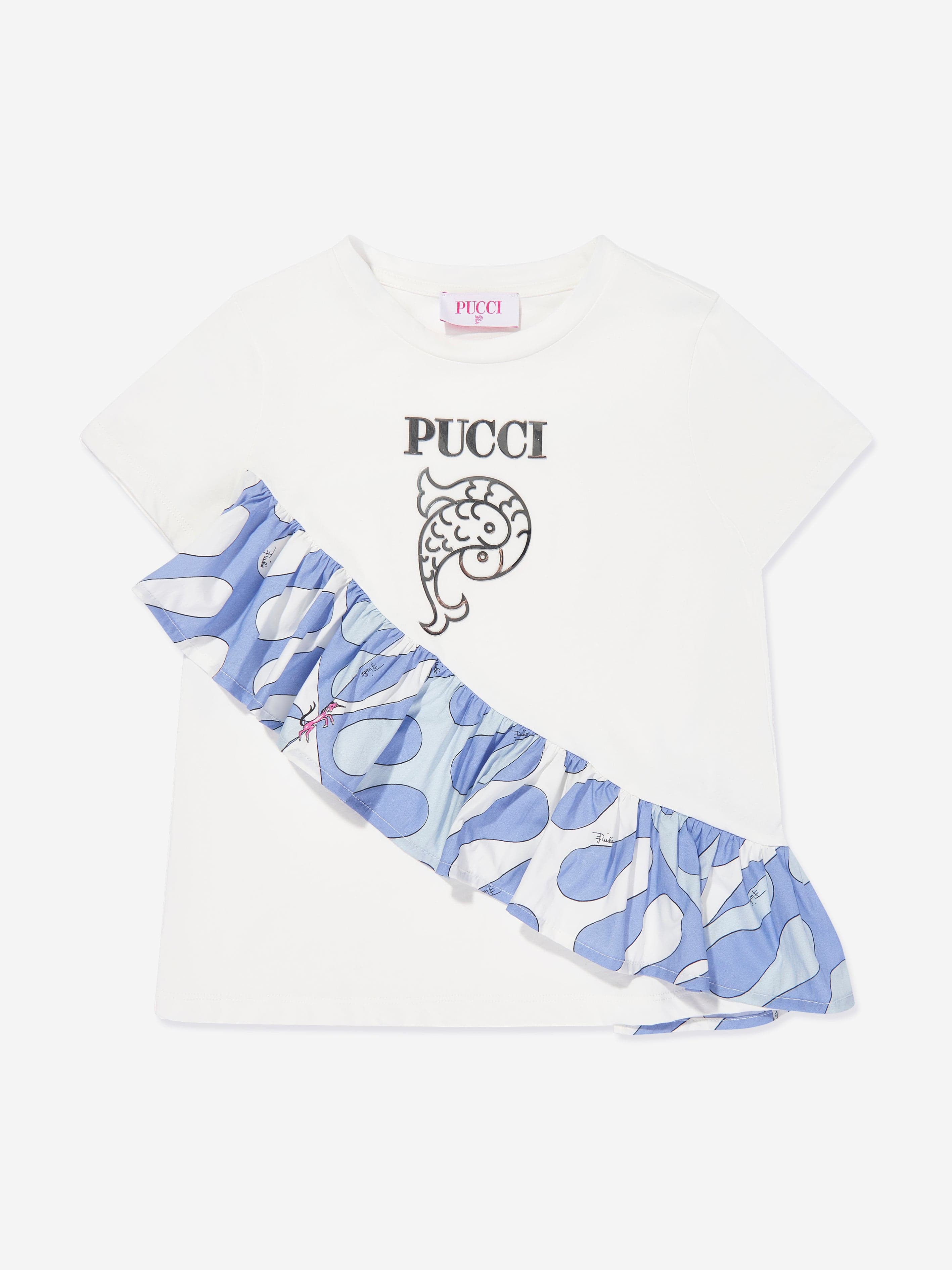 Girls Ruffle Jersey T-Shirt in Ivory Cheap Outlet Locations