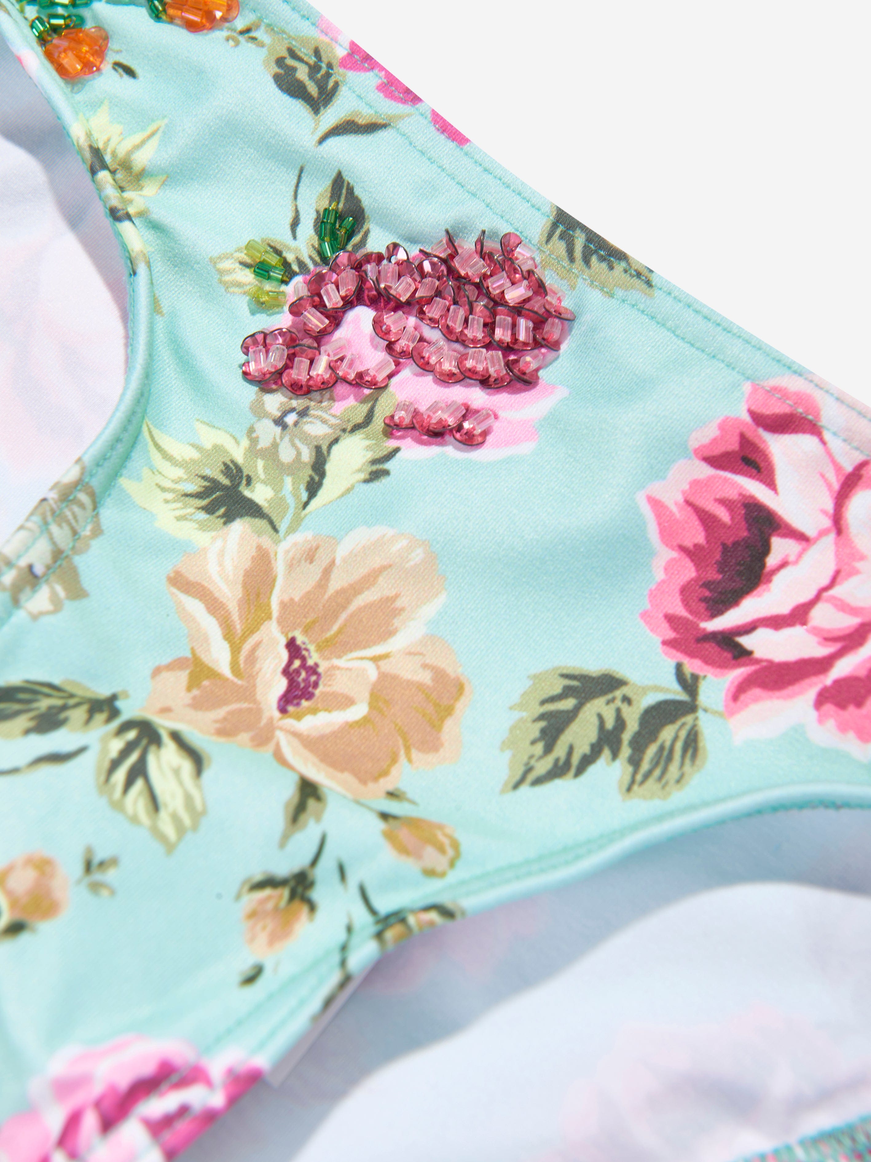 Selini Action Girls Floral And Checked Bikini in Multicolour Sale Classic
