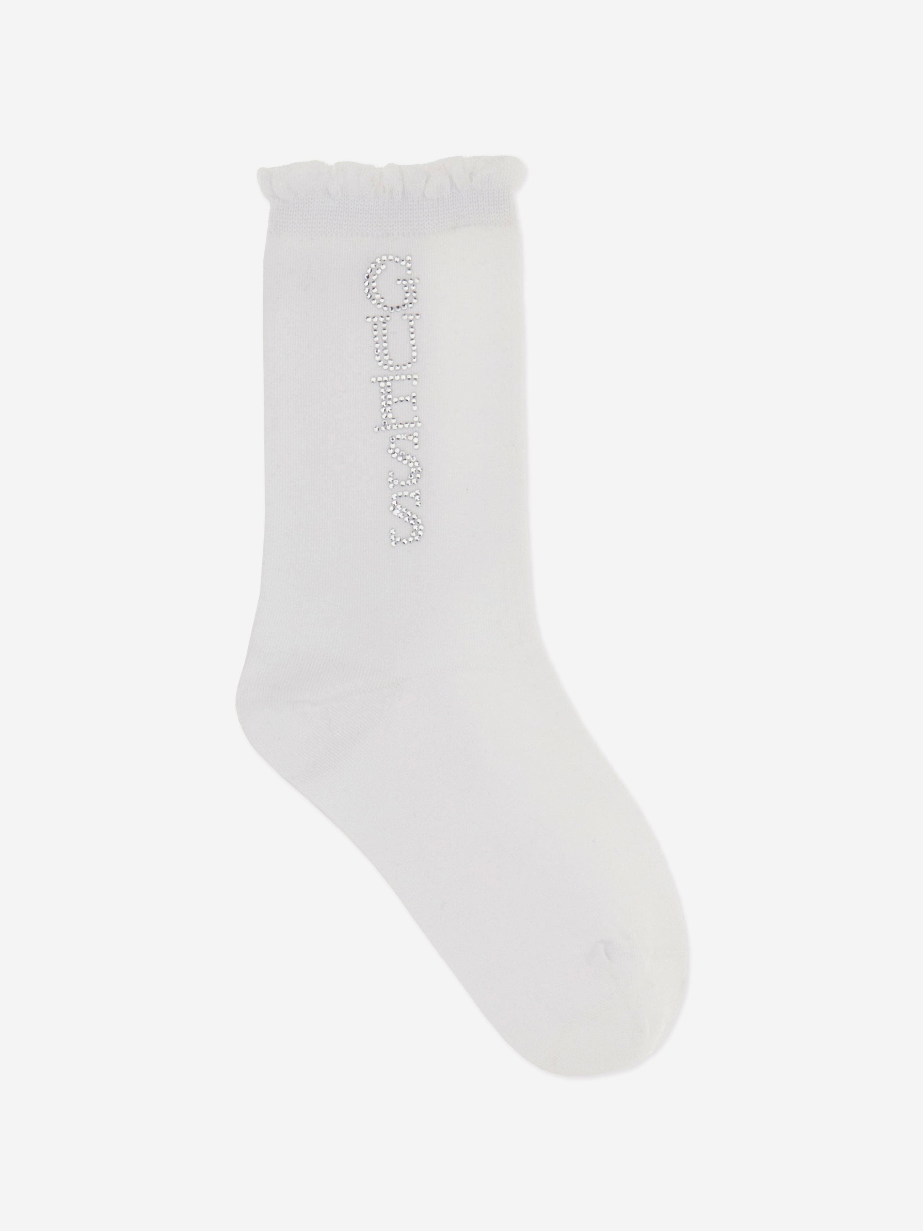 Guess Girls Logo Socks in White Manchester Great Sale Cheap Pice