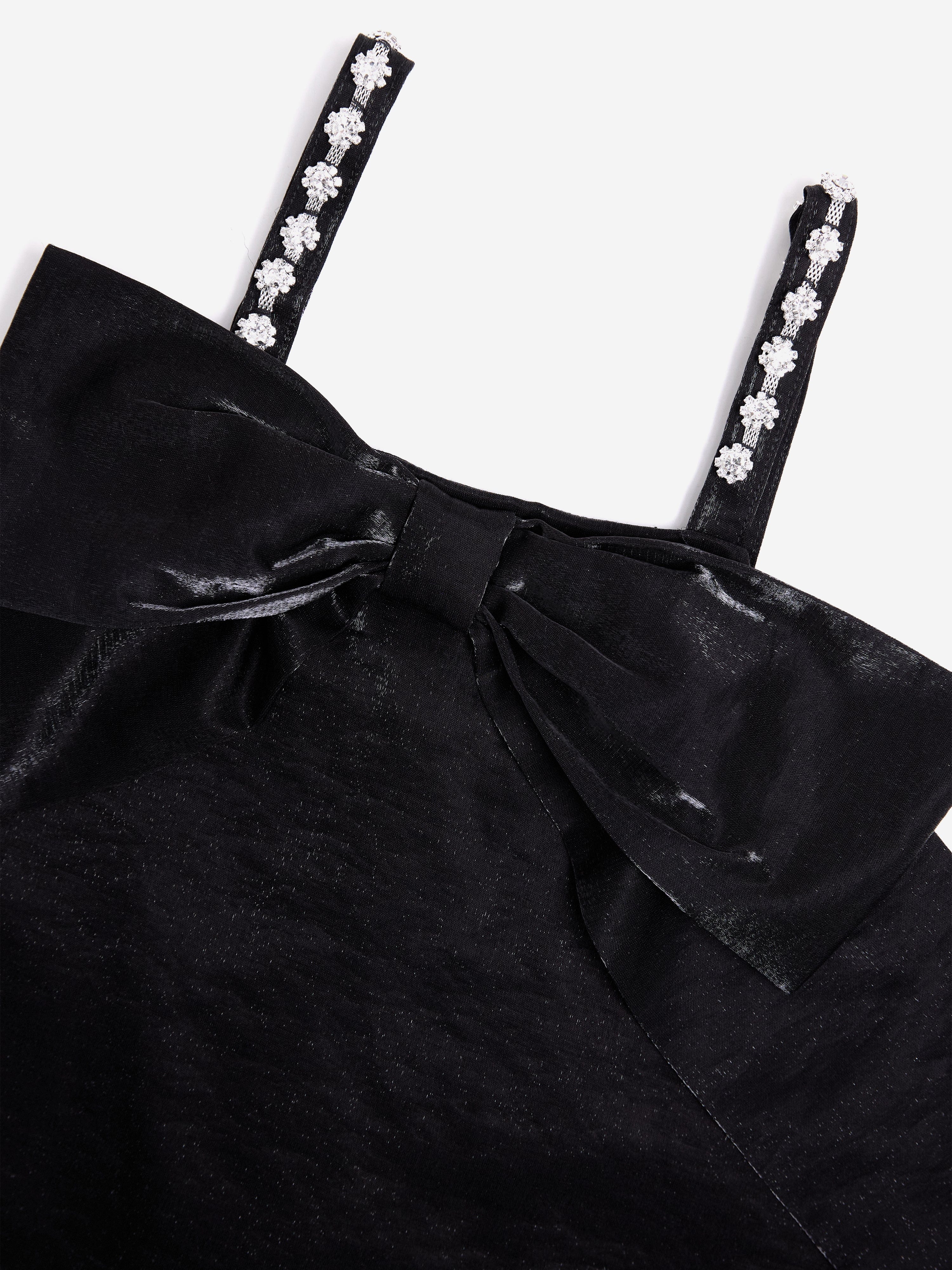BCBG Girls Jewel Strap Taffeta Dress in Black Outlet Fashionable