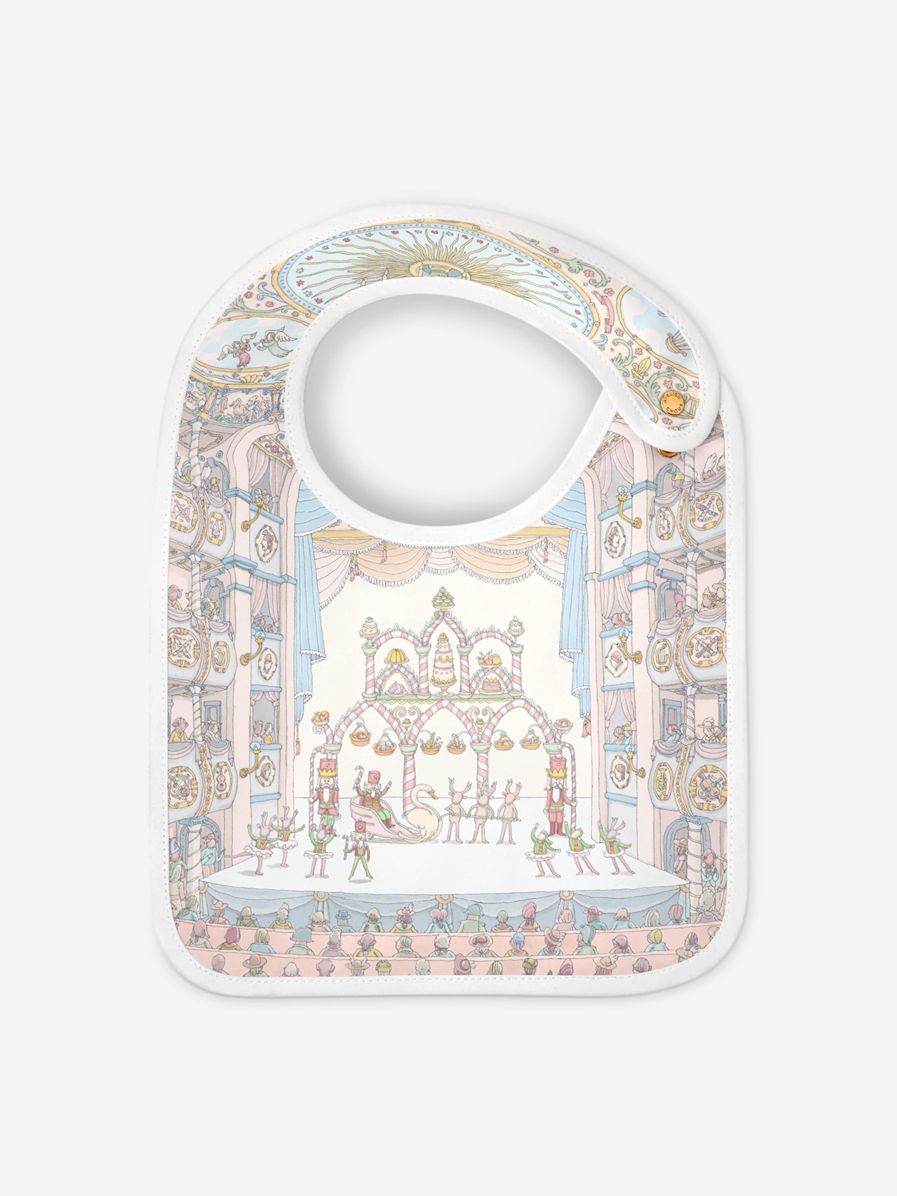 Atelier Choux Baby Opera Satin Bib in White Cheap Sale Fashionable