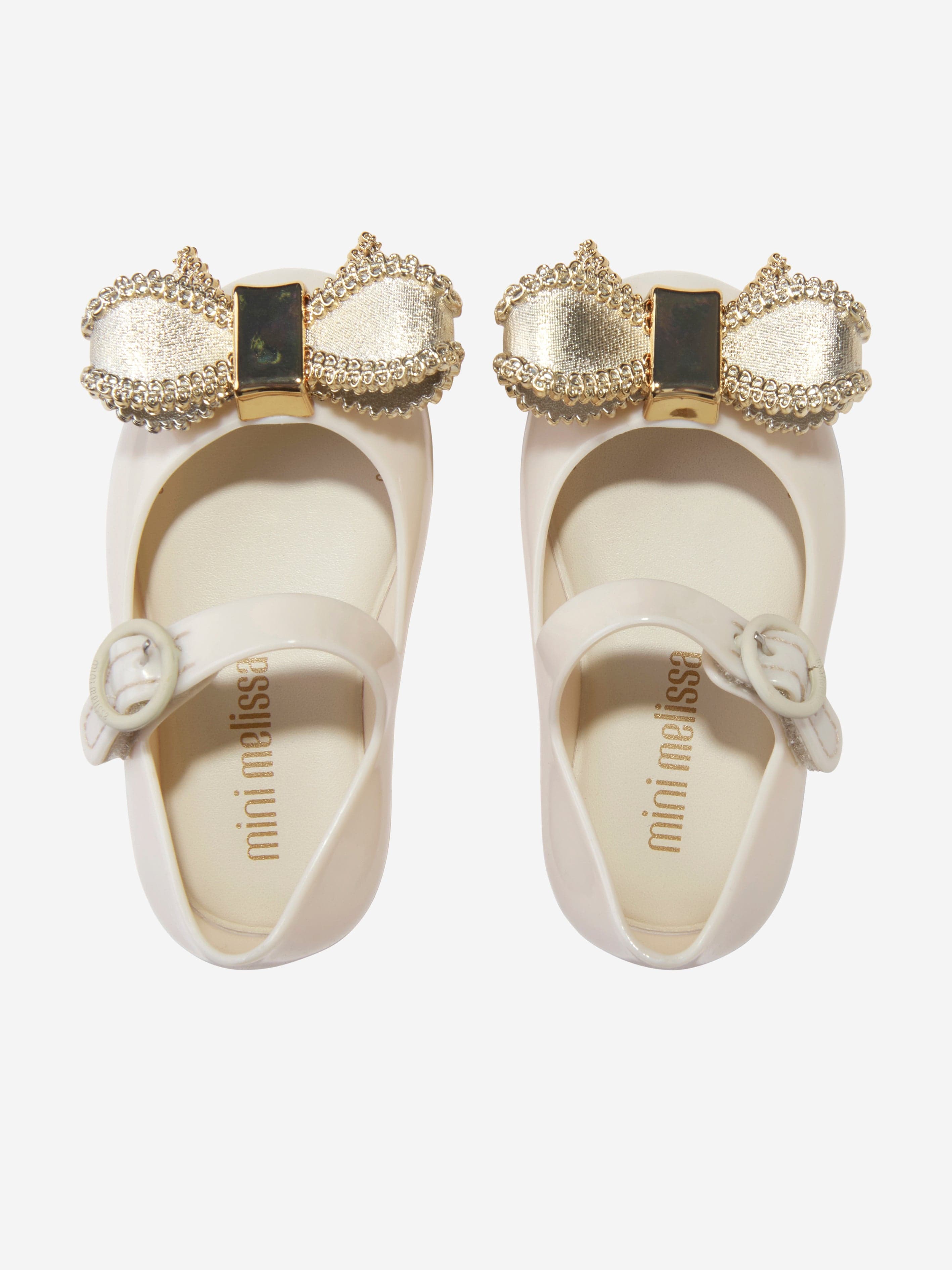 Mini Melissa Girls Mini Sweet Love Bow Jelly Ballerinas in Beige Low Cost
