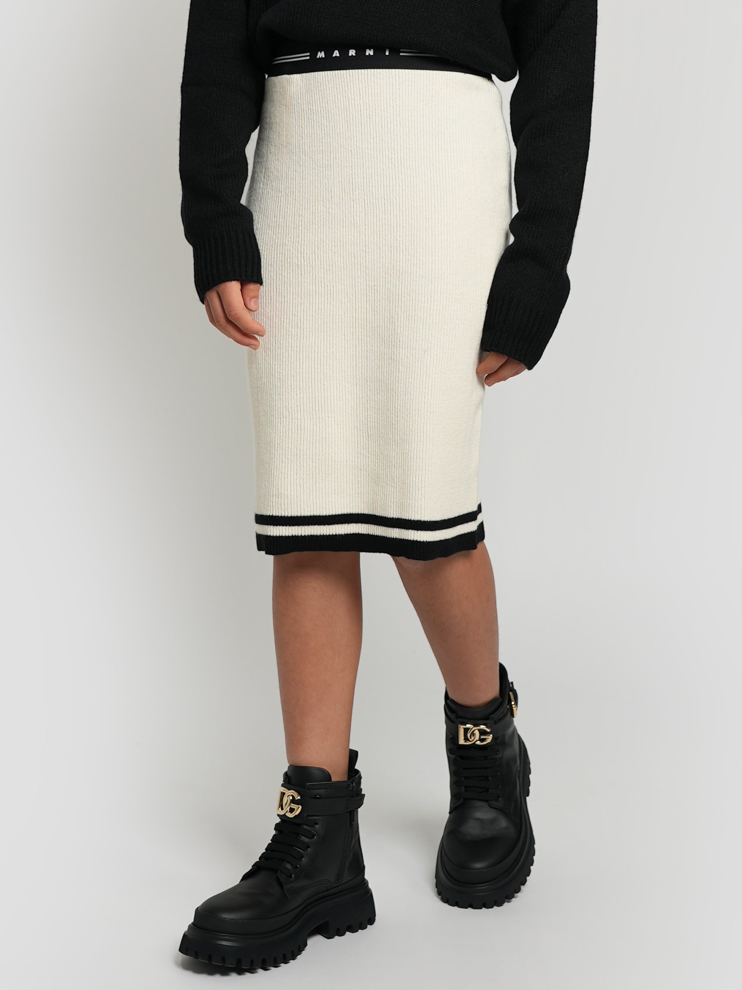 MARNI Girls Cashmere Skirt in Ivory Clearance Deals