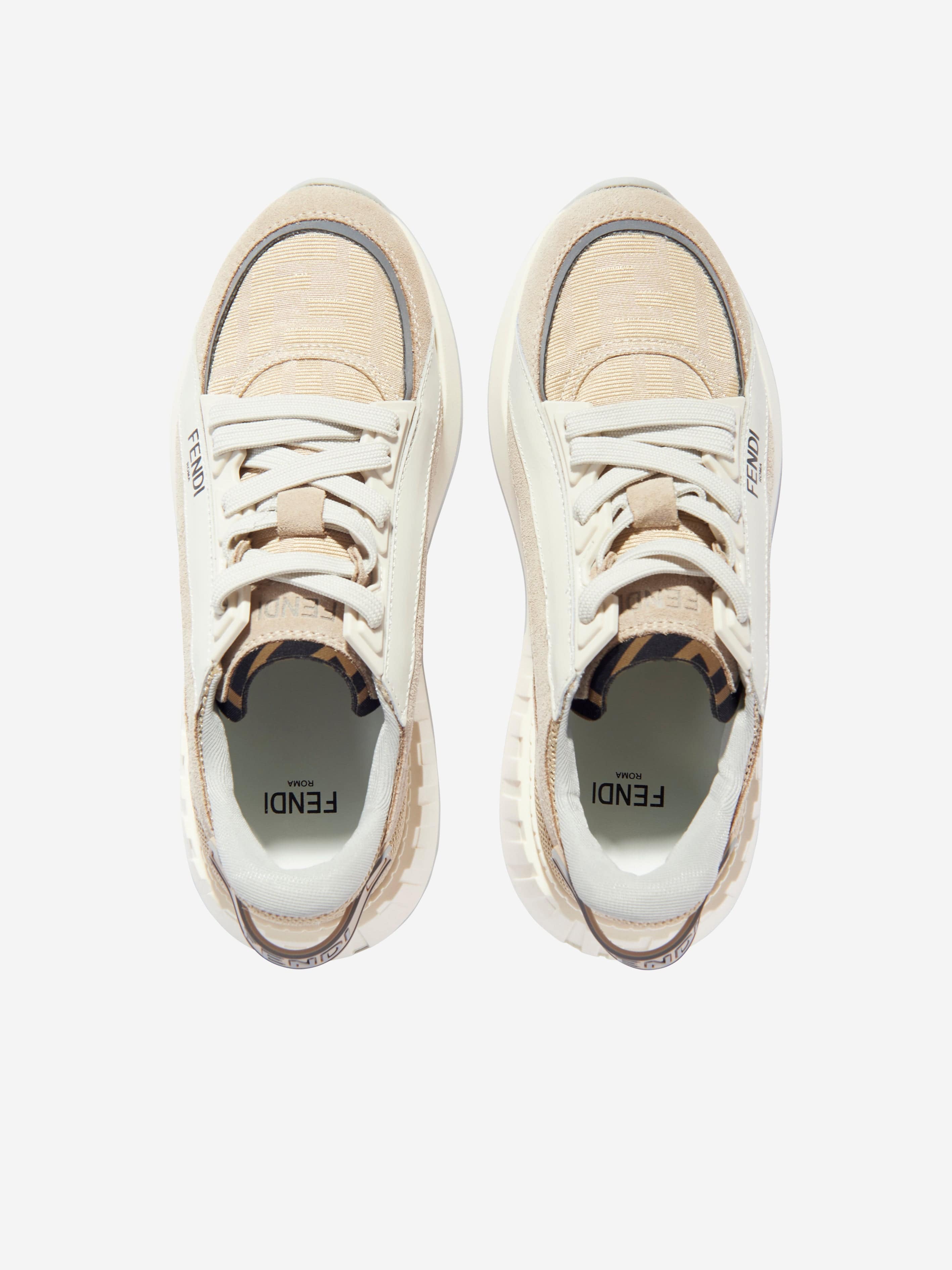 Kids FF Jacquard Logo Trainers in Beige 2025 Cheap Pice