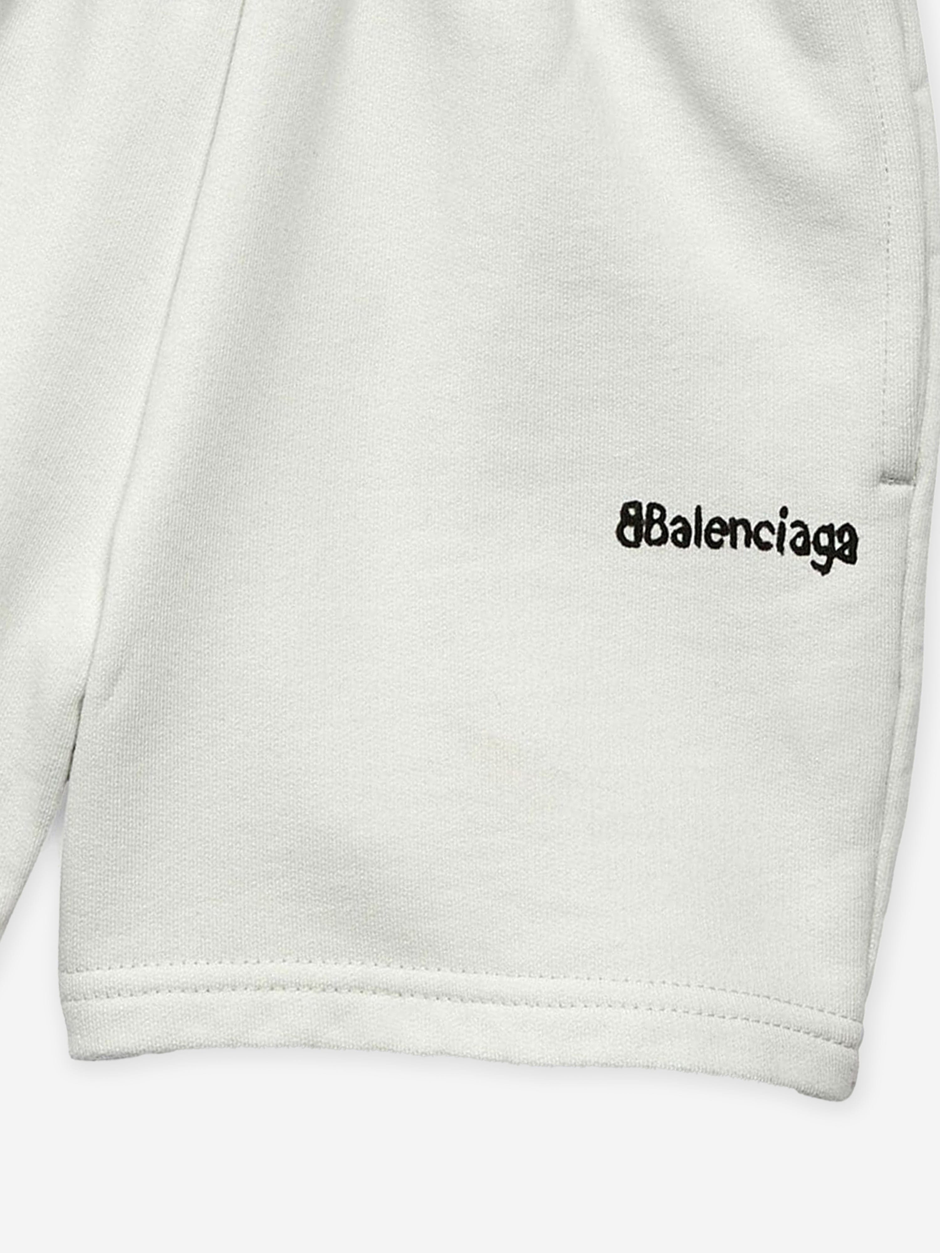 Balenciaga Kids Logo Jogging Shorts in White For Nice
