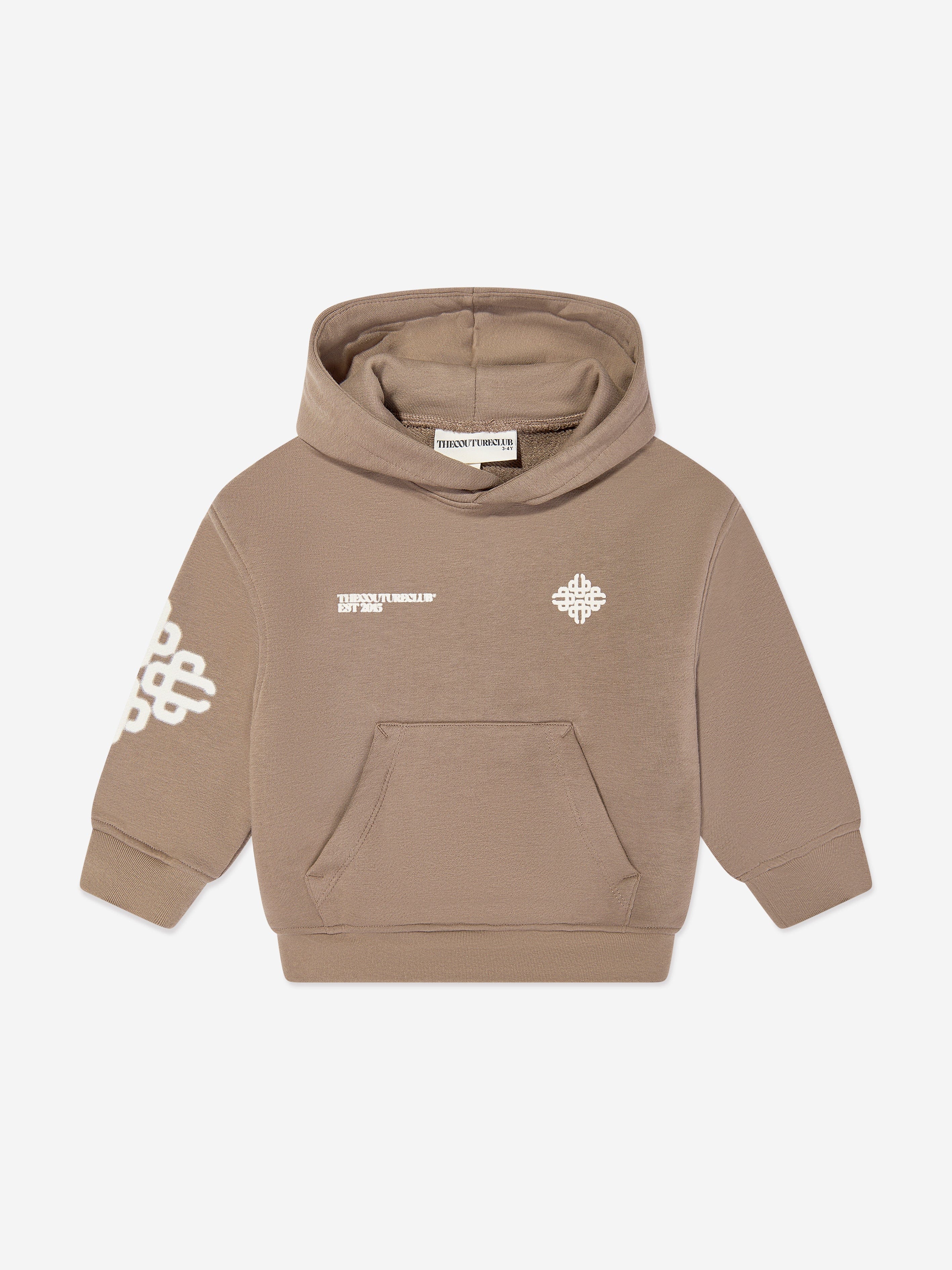 The Couture Club Kids Blurred Graphic Emblem Hoodie in Brown Free Shipping For Sale