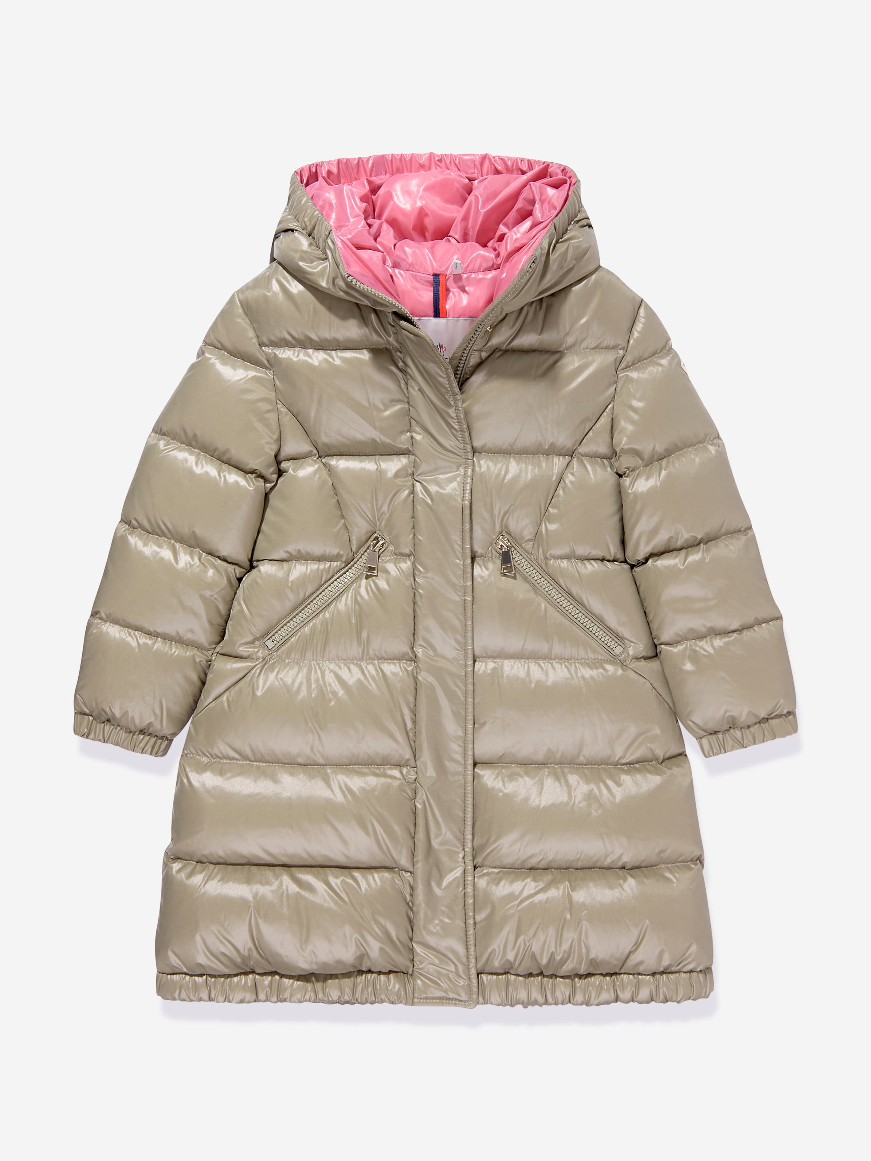 Moncler Enfant Girls Down Padded Bellevue Long Coat in Beige Shipping Outlet Store Online