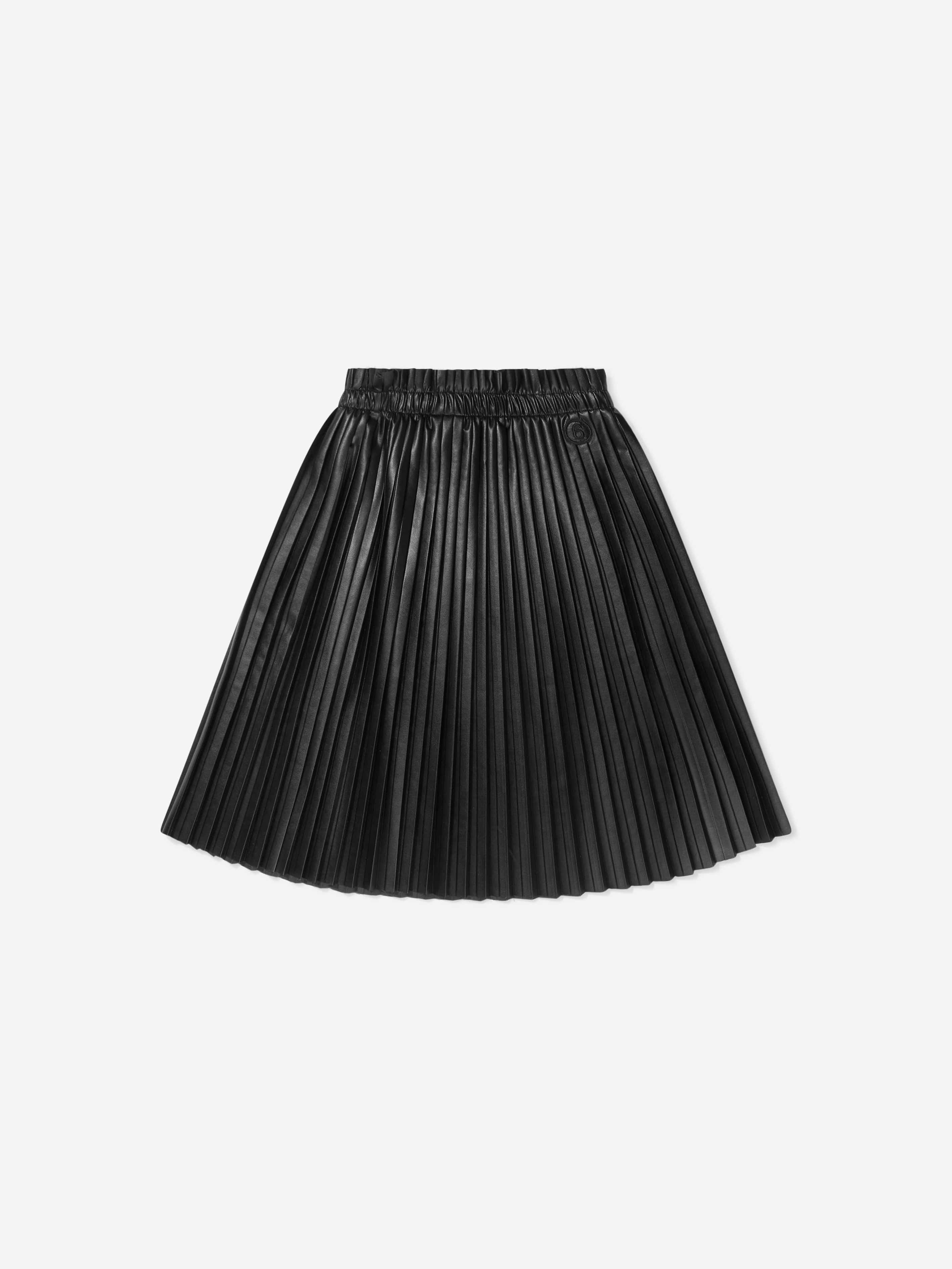 MM6 Maison Margiela Girls Faux Leather Pleated Skirt Cheap Real Authentic