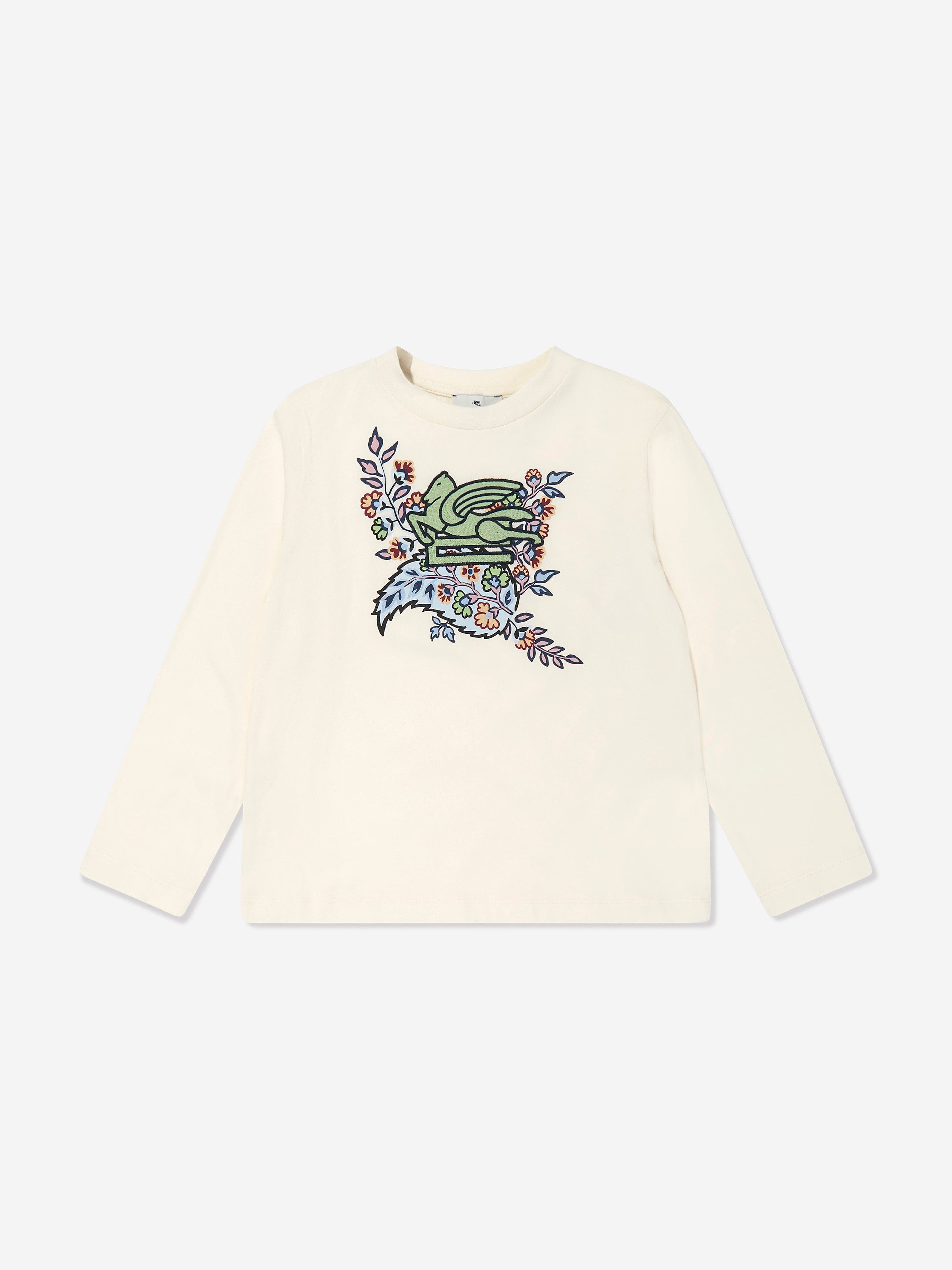 Etro Girls Long Sleeve Pegaso T-Shirt in Ivory Cheap Factory Outlet