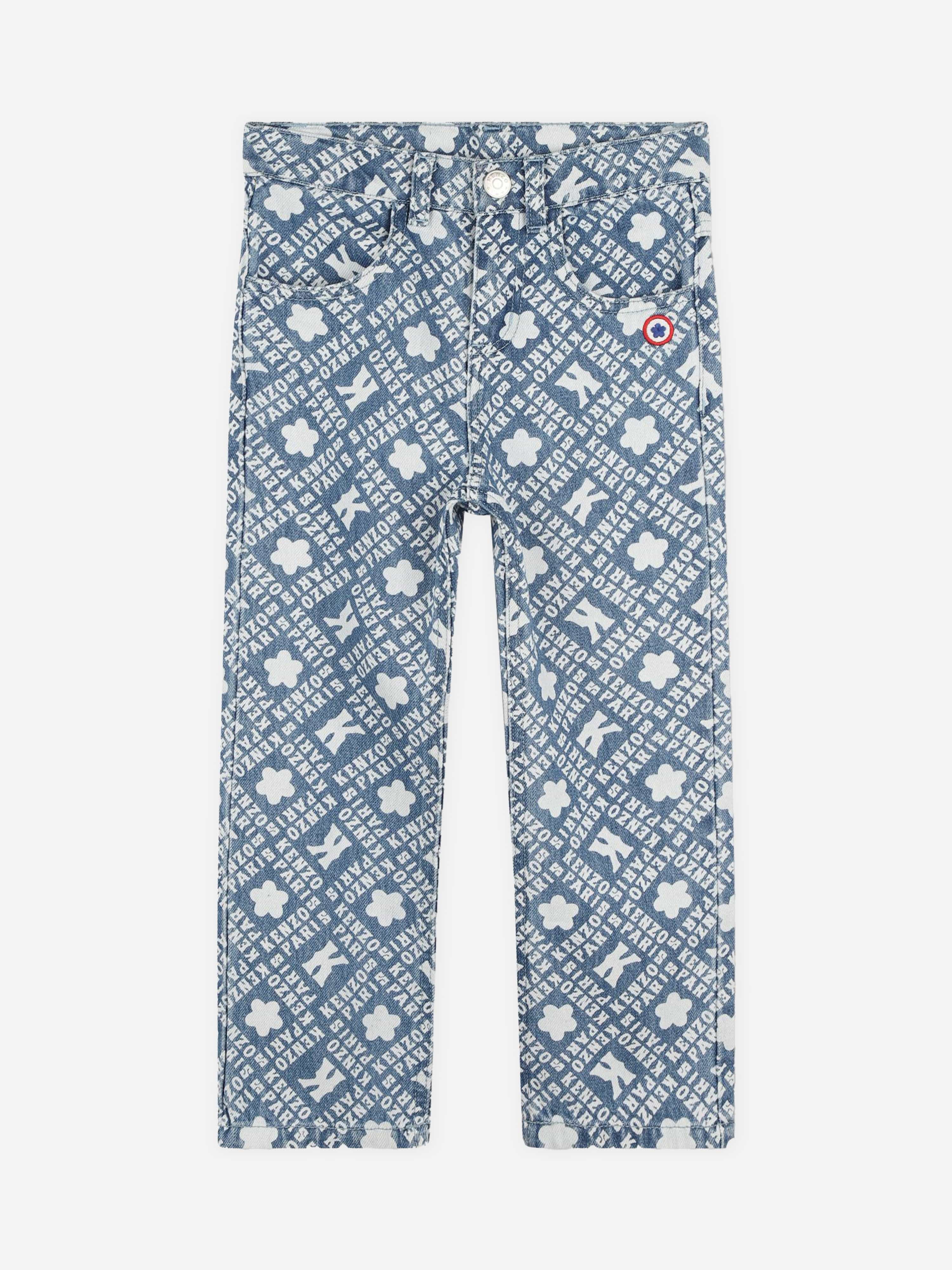 KENZO Kids Logo Print Jeans in Blue Tumblr Cheap Pice
