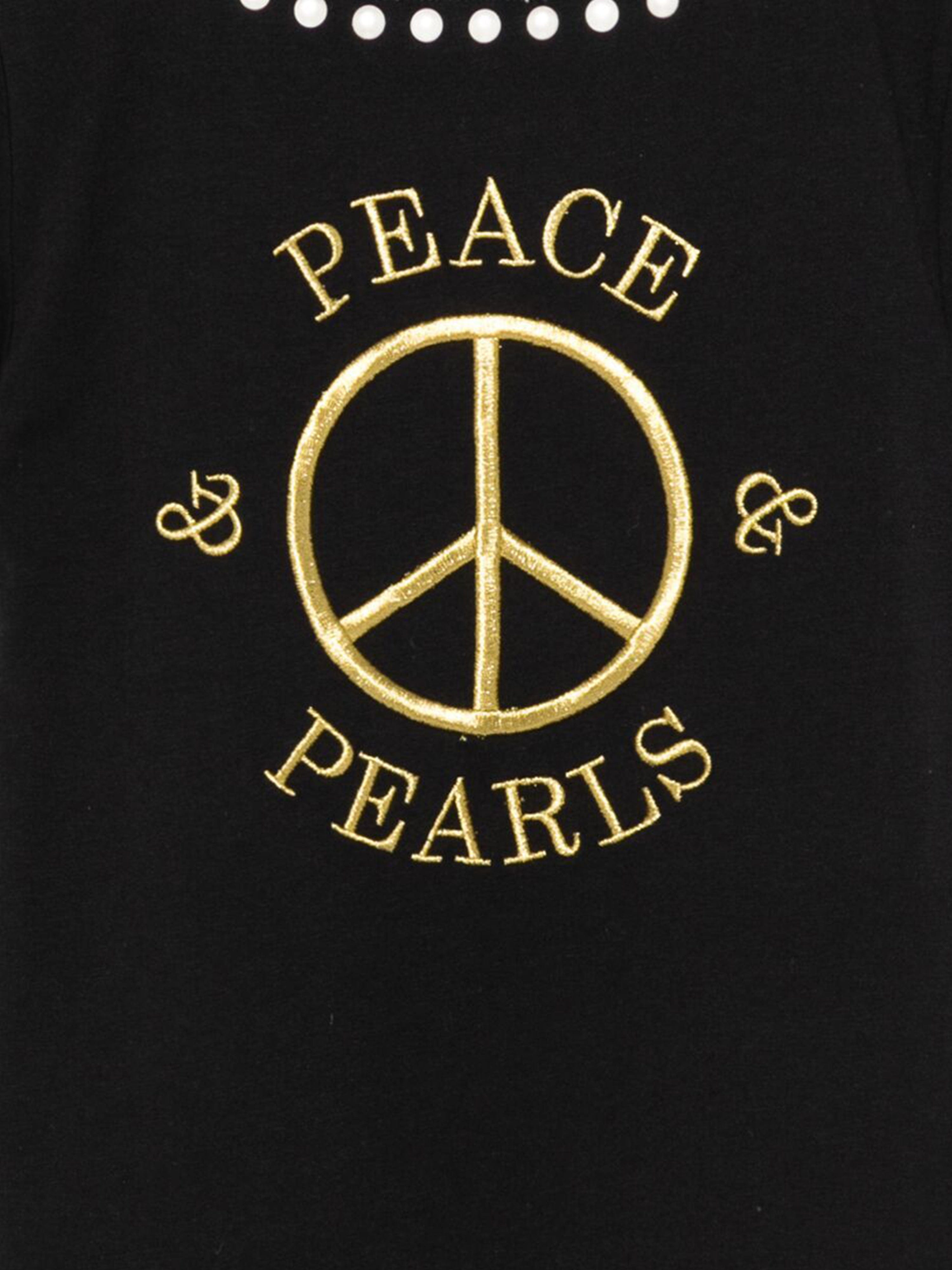 Moschino Girls Peace Pearls T-Shirt in Black Best Sale Online