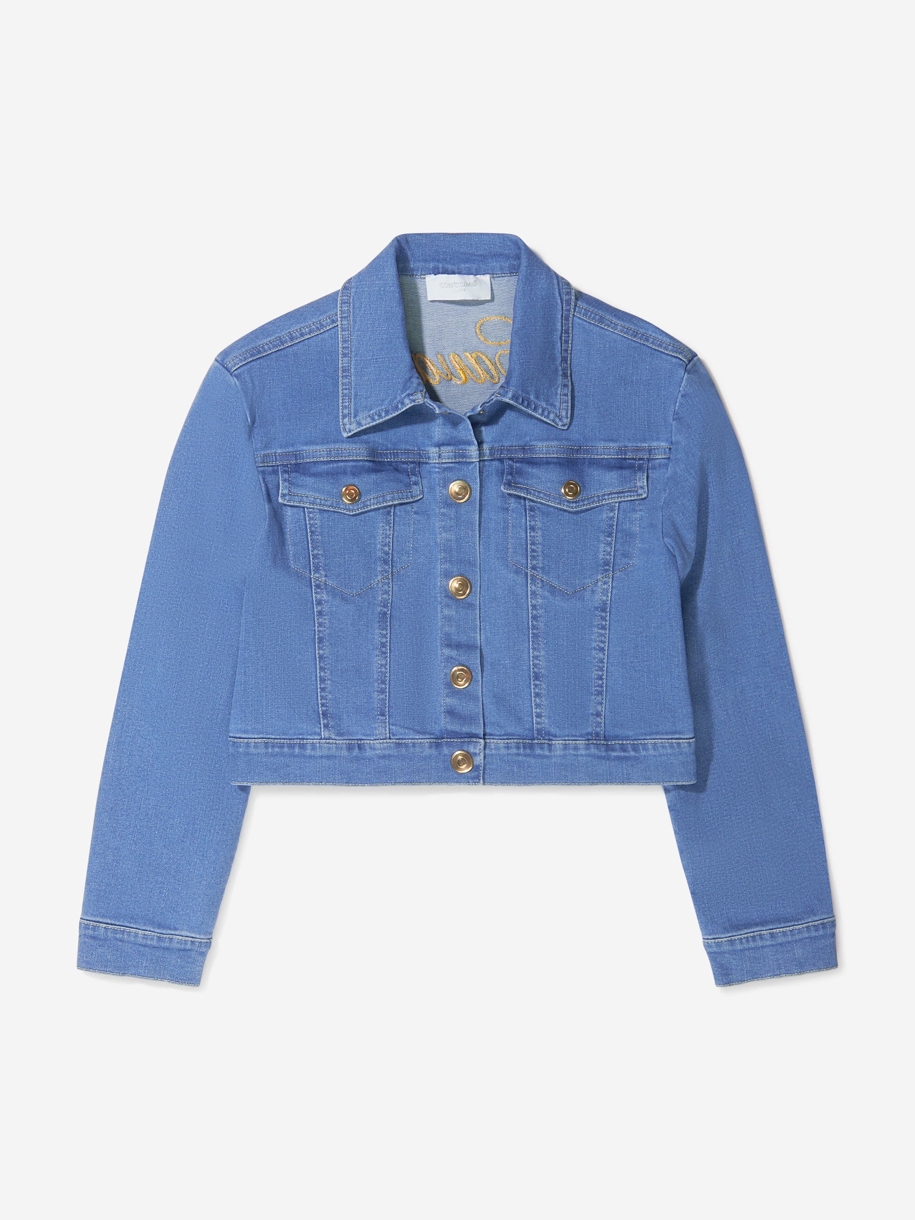 Roberto Cavalli Girls Cotton Denim Jacket Discount Authentic