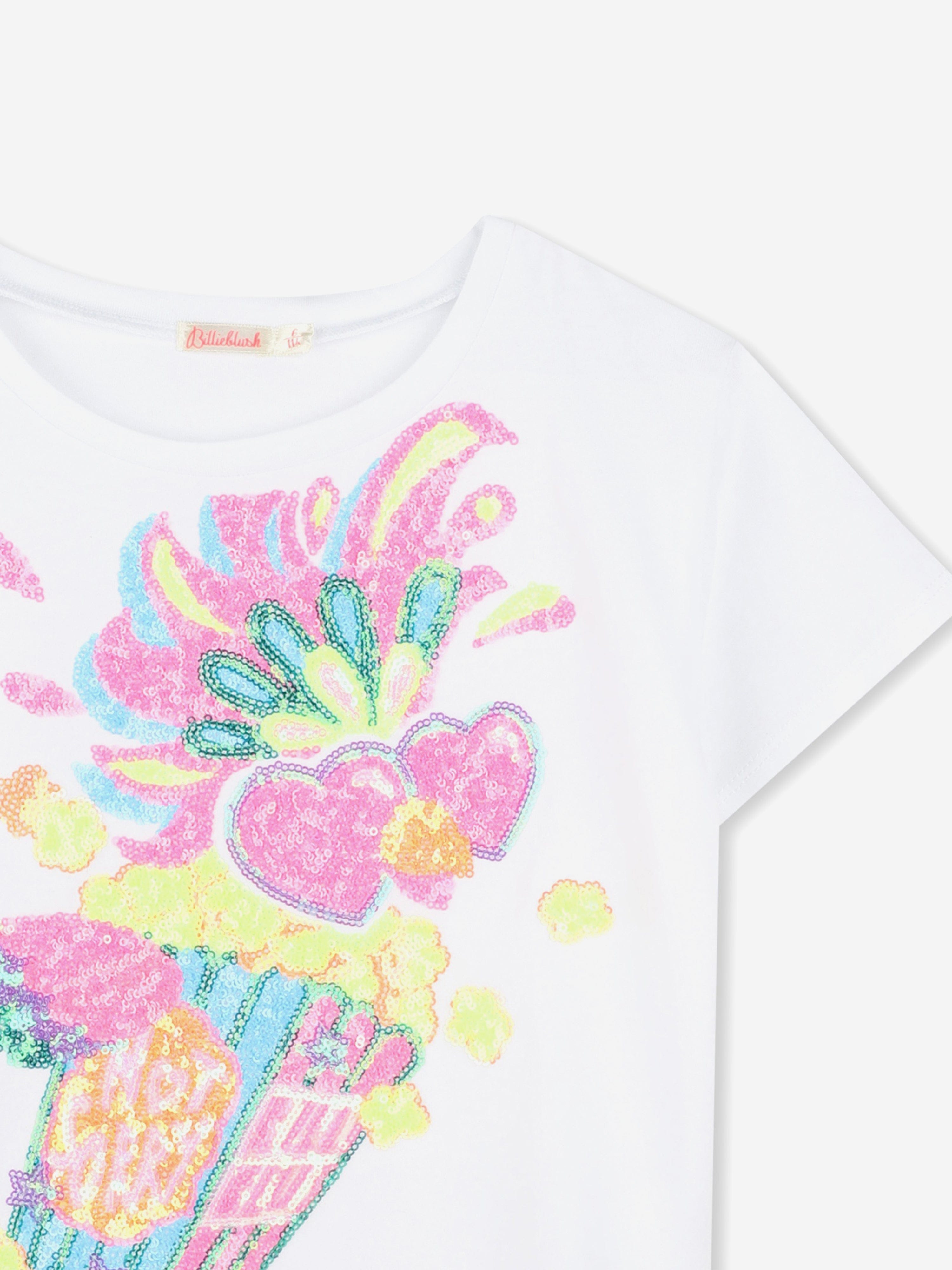 Girls Sequin Popcorn T-Shirt in White Best Seller For Sale