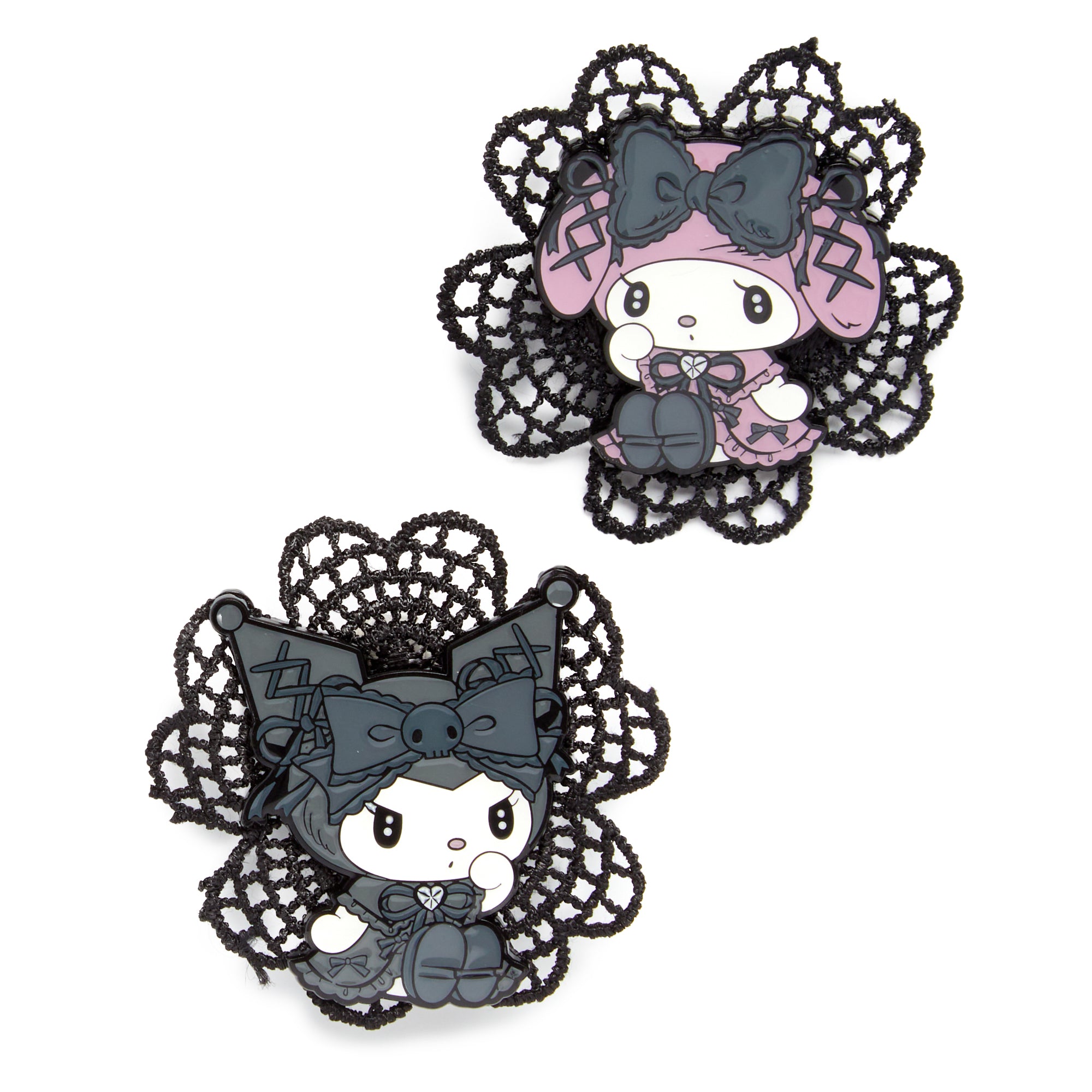 Kuromi & My Melody Lolita MeloKuro Lace Pin Set For Sale