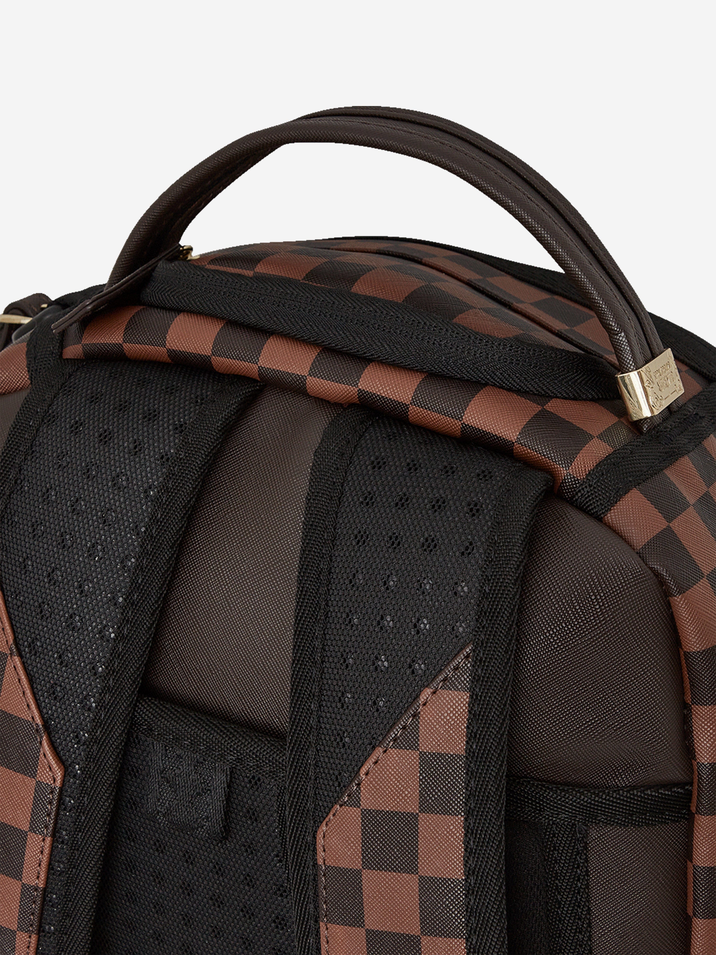 Sprayground Kids Core Embossed Check DLXSV Backpack in Brown (45.72 cm) Clearance With Credit Card
