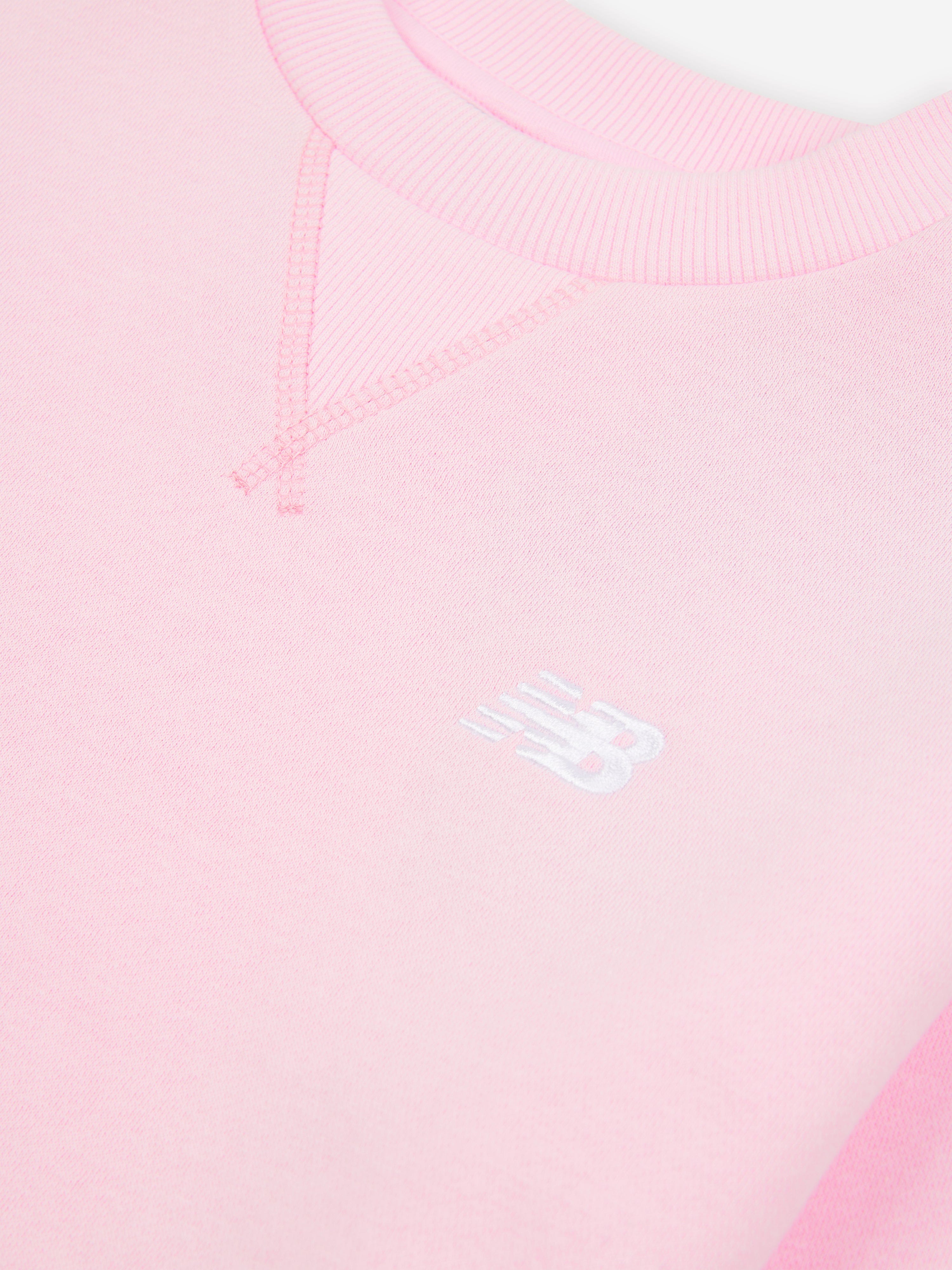 New Balance Girls Brush Back Small Logo Sweatshirt in Pink Sale Choice