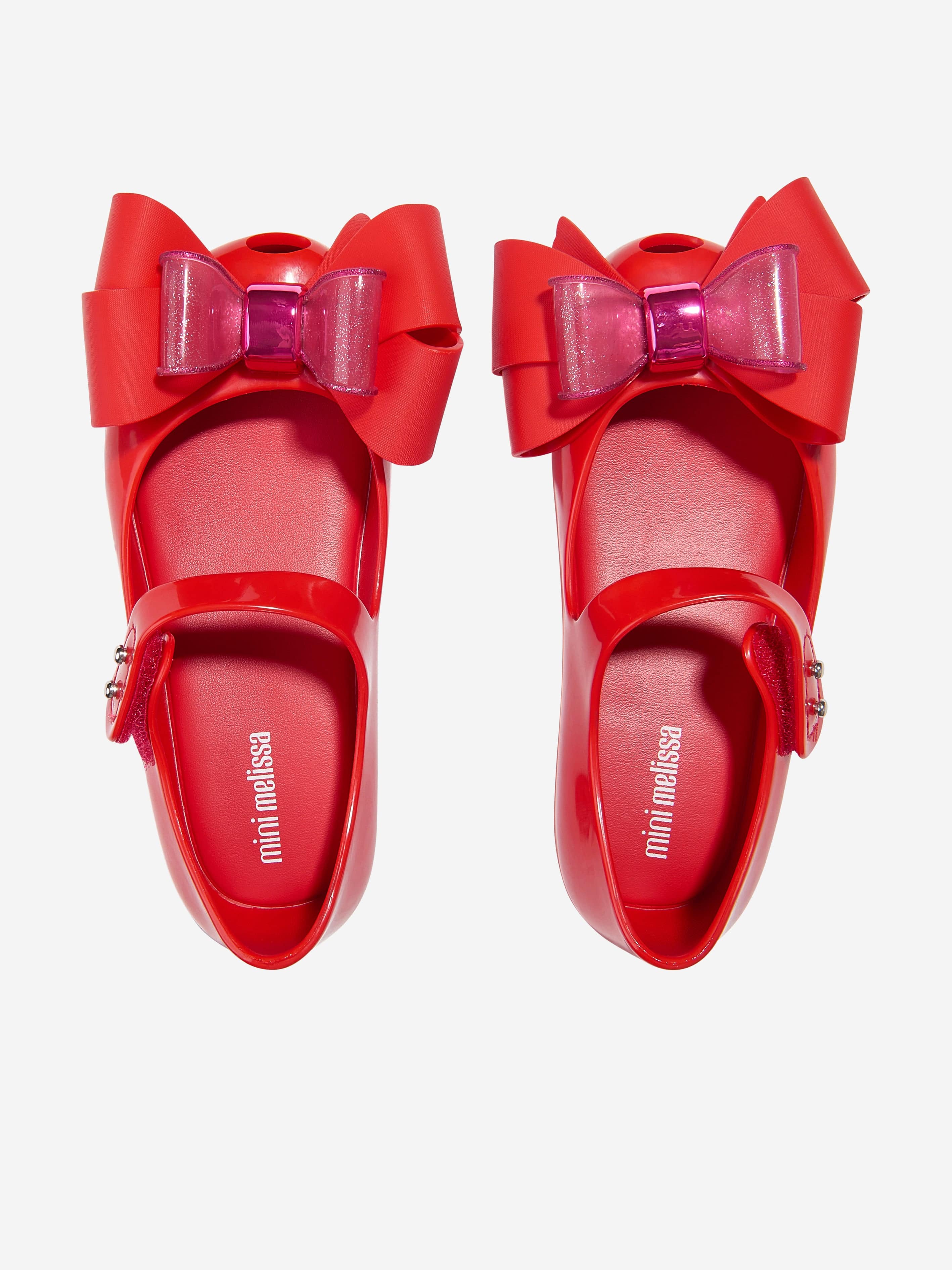 Mini Melissa Girls Mini Ultragirl Fab Bow Ballerinas in Red Outlet Shop