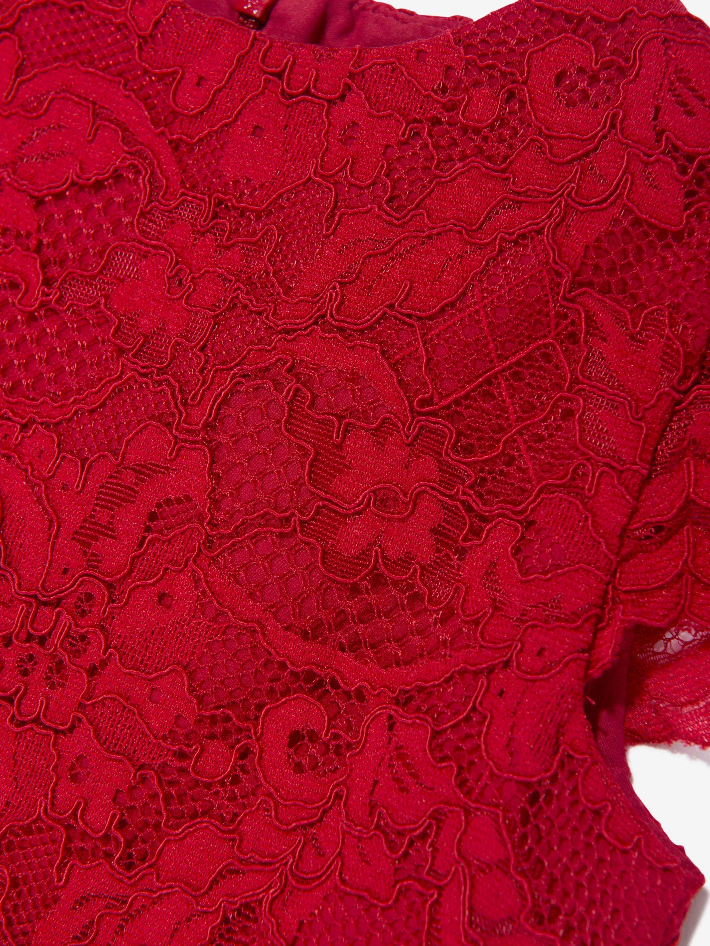 Patachou Girls Lace Dress in Red Cheap Hot Sale