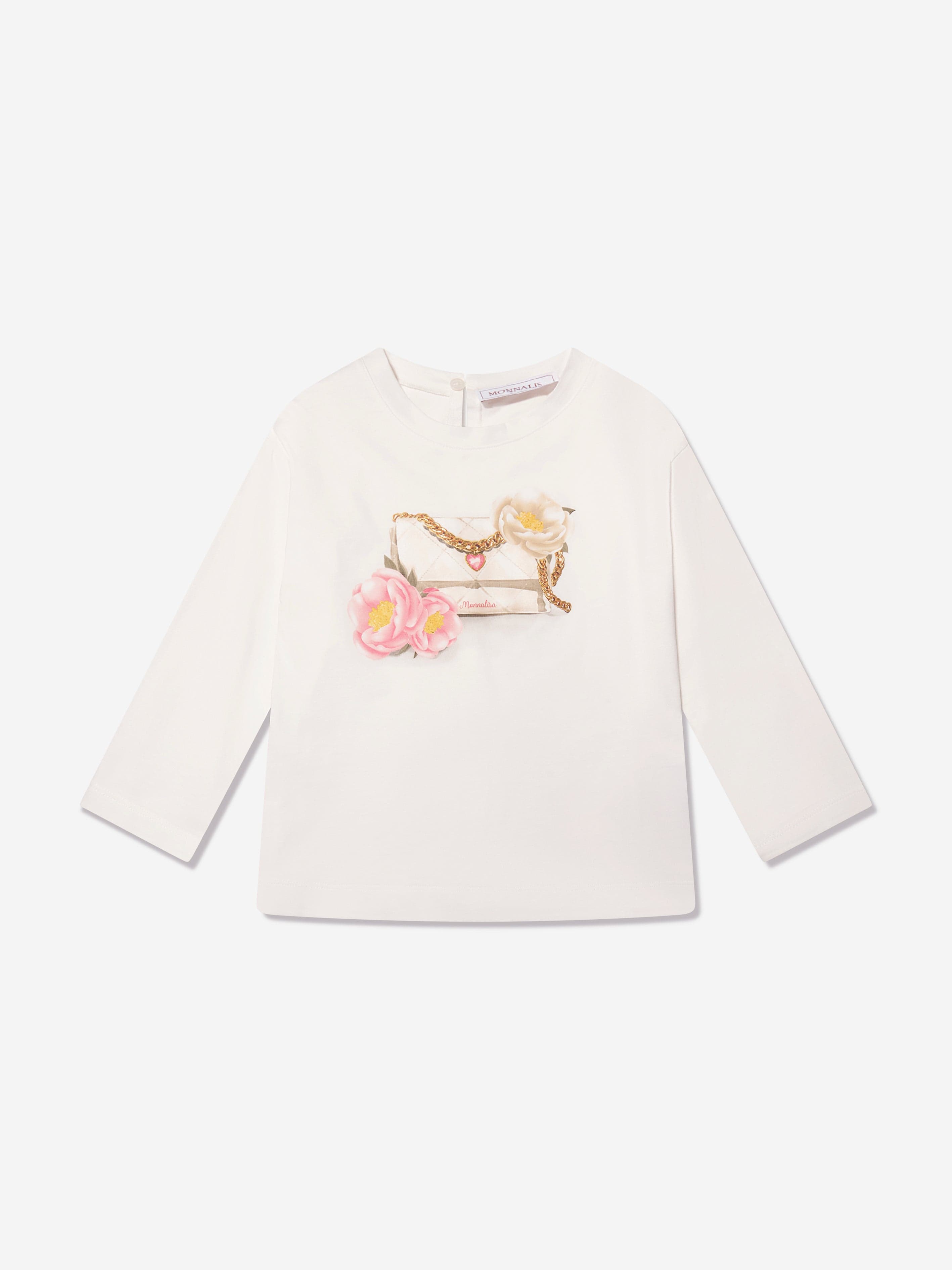 Monnalisa Girls Embellished Maxi T-Shirt in White 2025 New For Sale