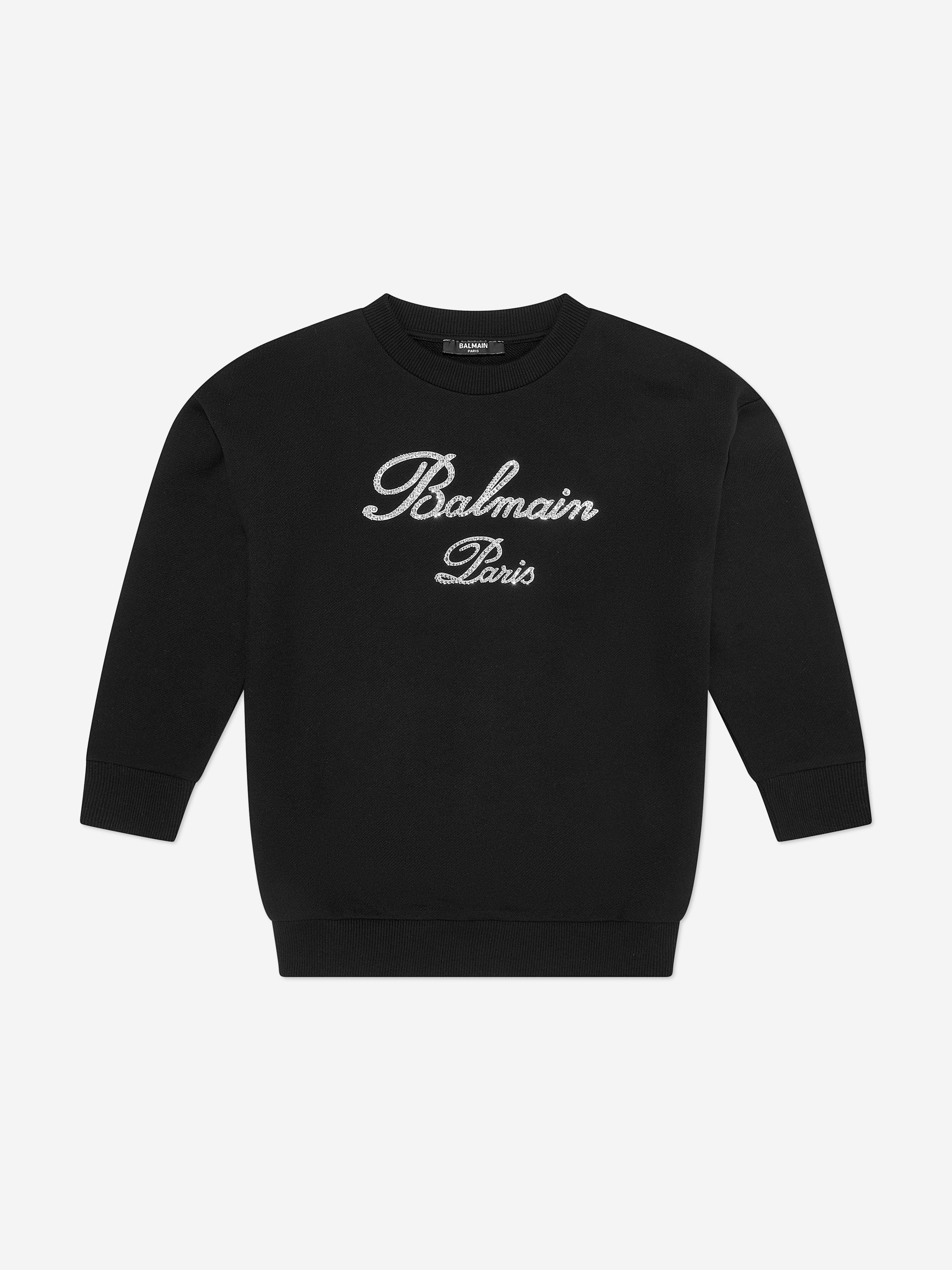 Balmain Girls Paris Logo Sweatshirt in Black Buy Cheap Order