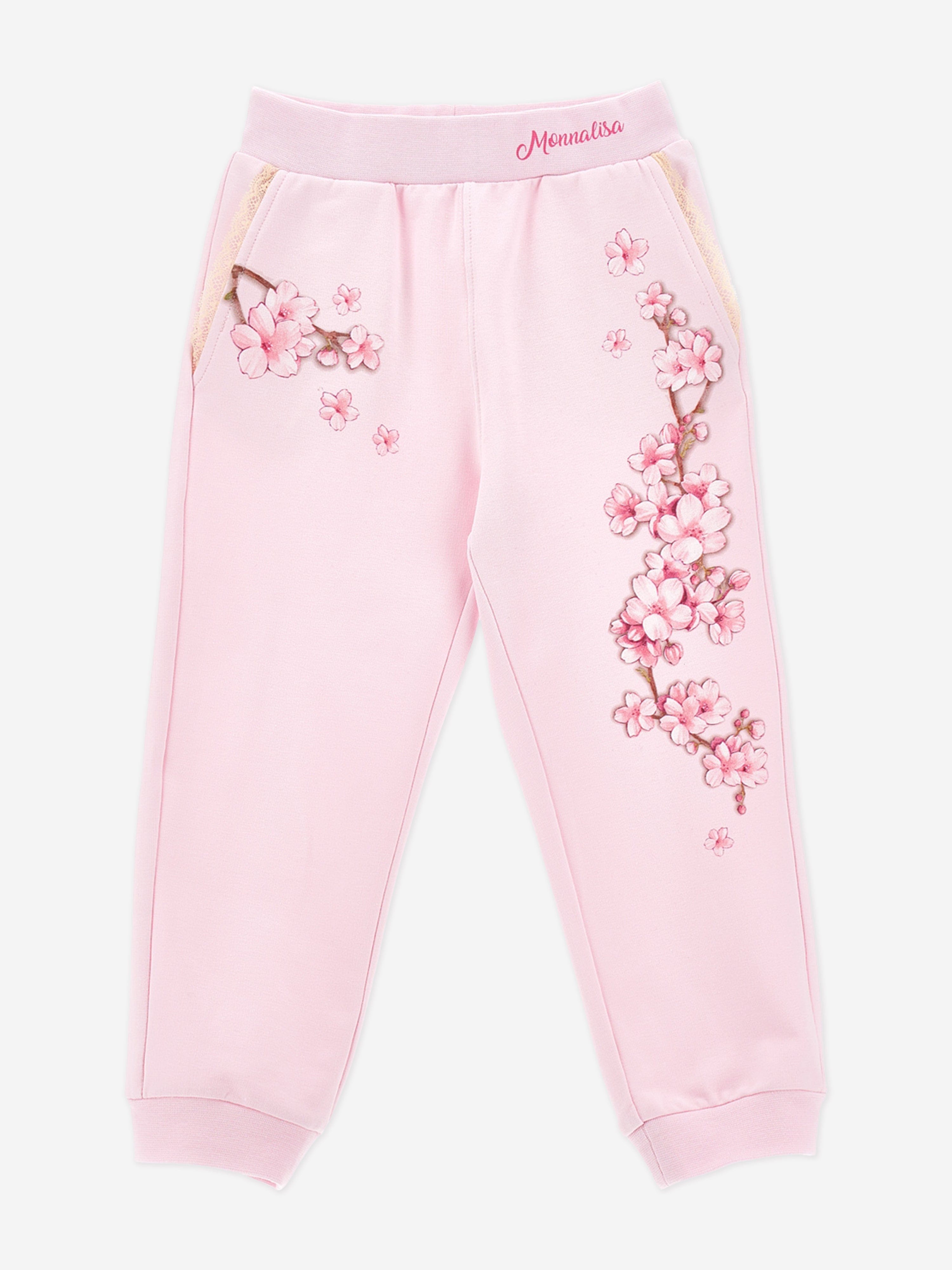Girls Embroidered Peach Blossom Joggers in Pink Outlet Order
