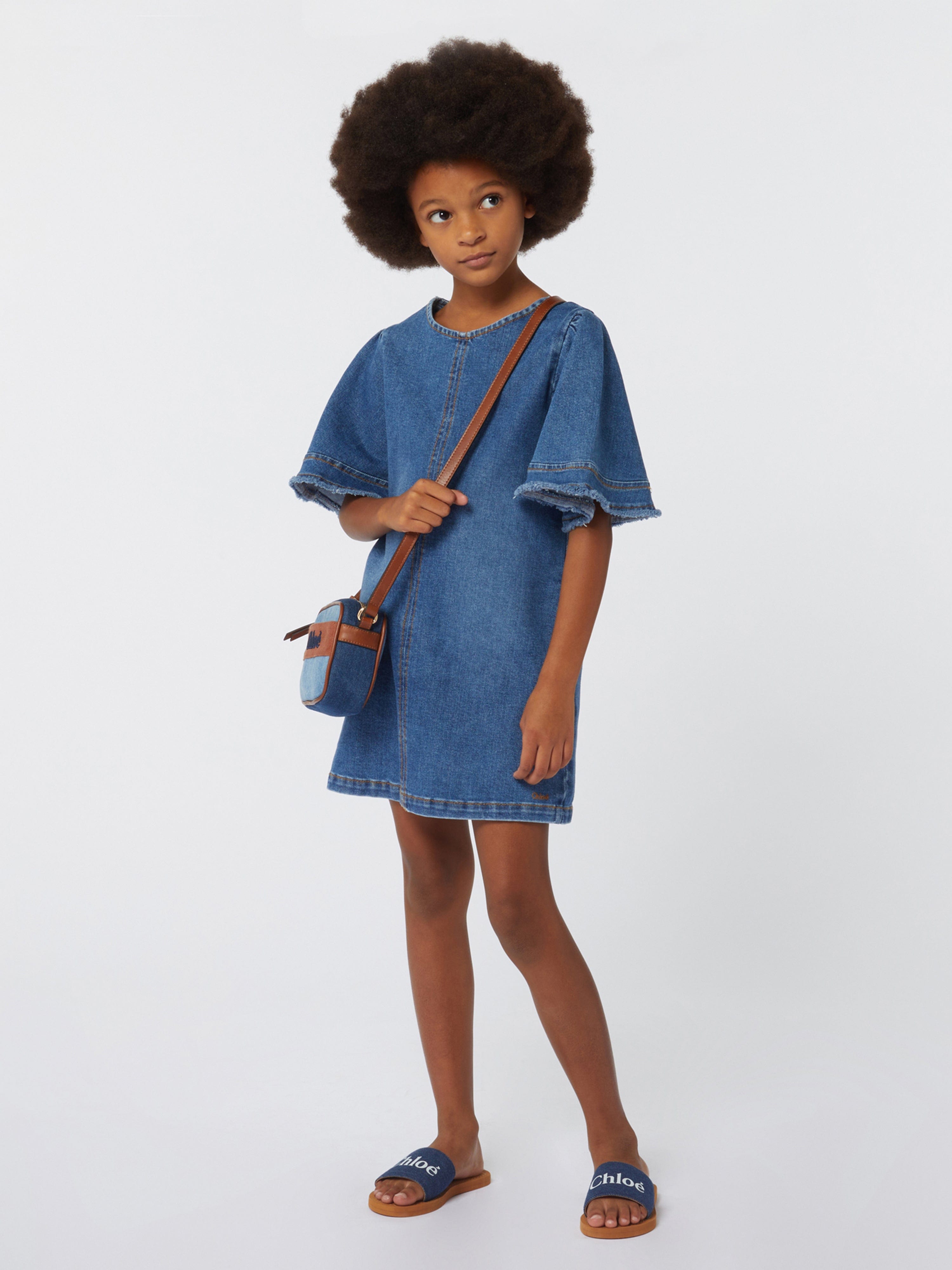 Chlo¨¦ Girls Denim Dress in Blue From China Cheap Pice