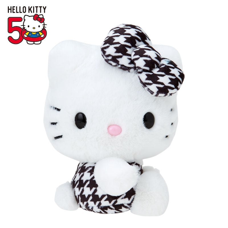 Hello Kitty 50th Anniv. Plush Mascot (Black Houndstooth) Explore Online
