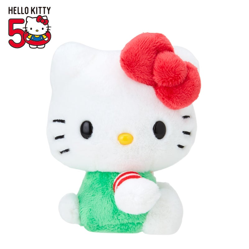 Hello Kitty 50th Anniv. Plush Mascot (Green Overalls) Clearance Hot Sale