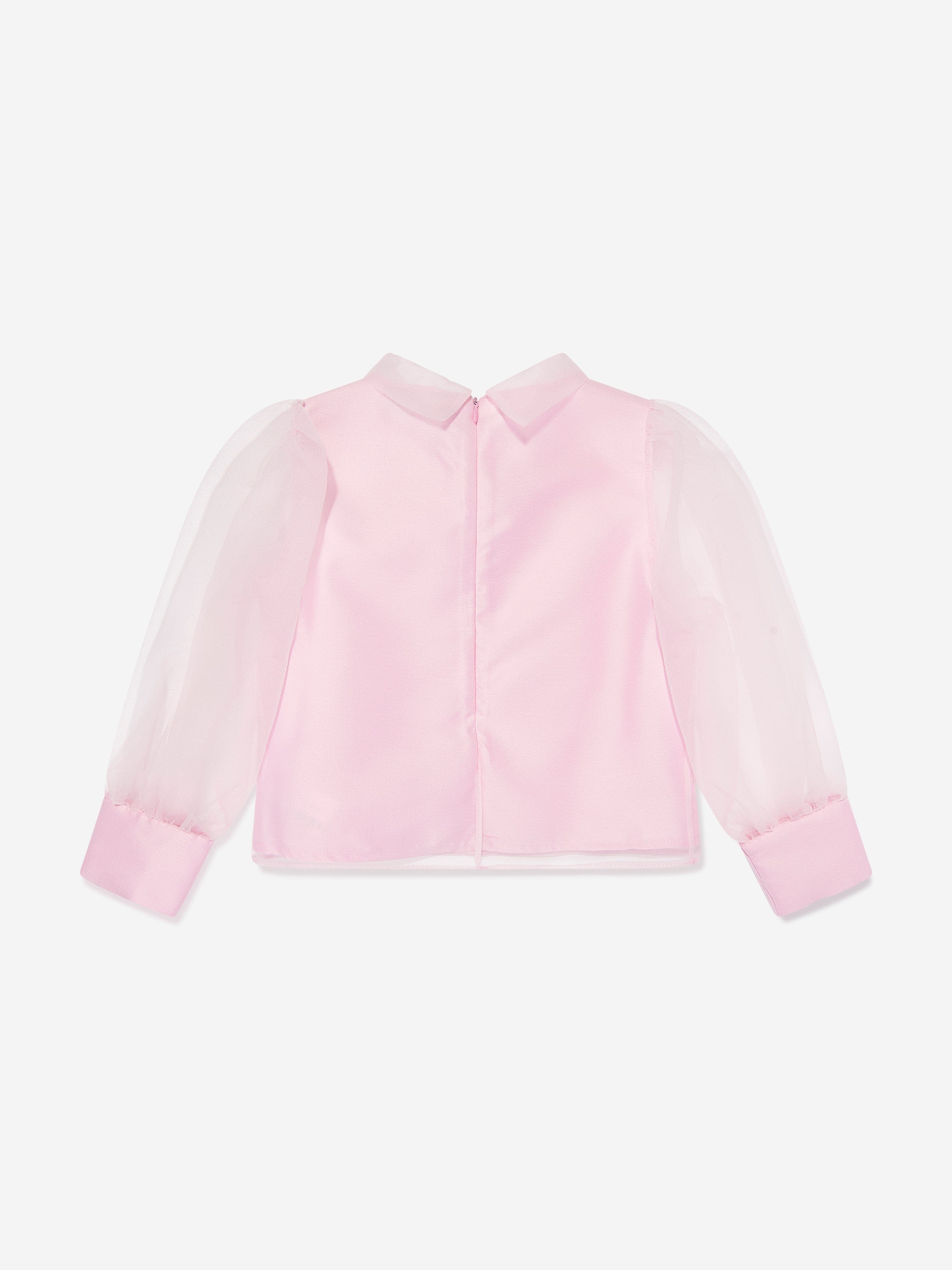 Mama Luma Girls Organza Bow Blouse in Pink Cheap For Nice